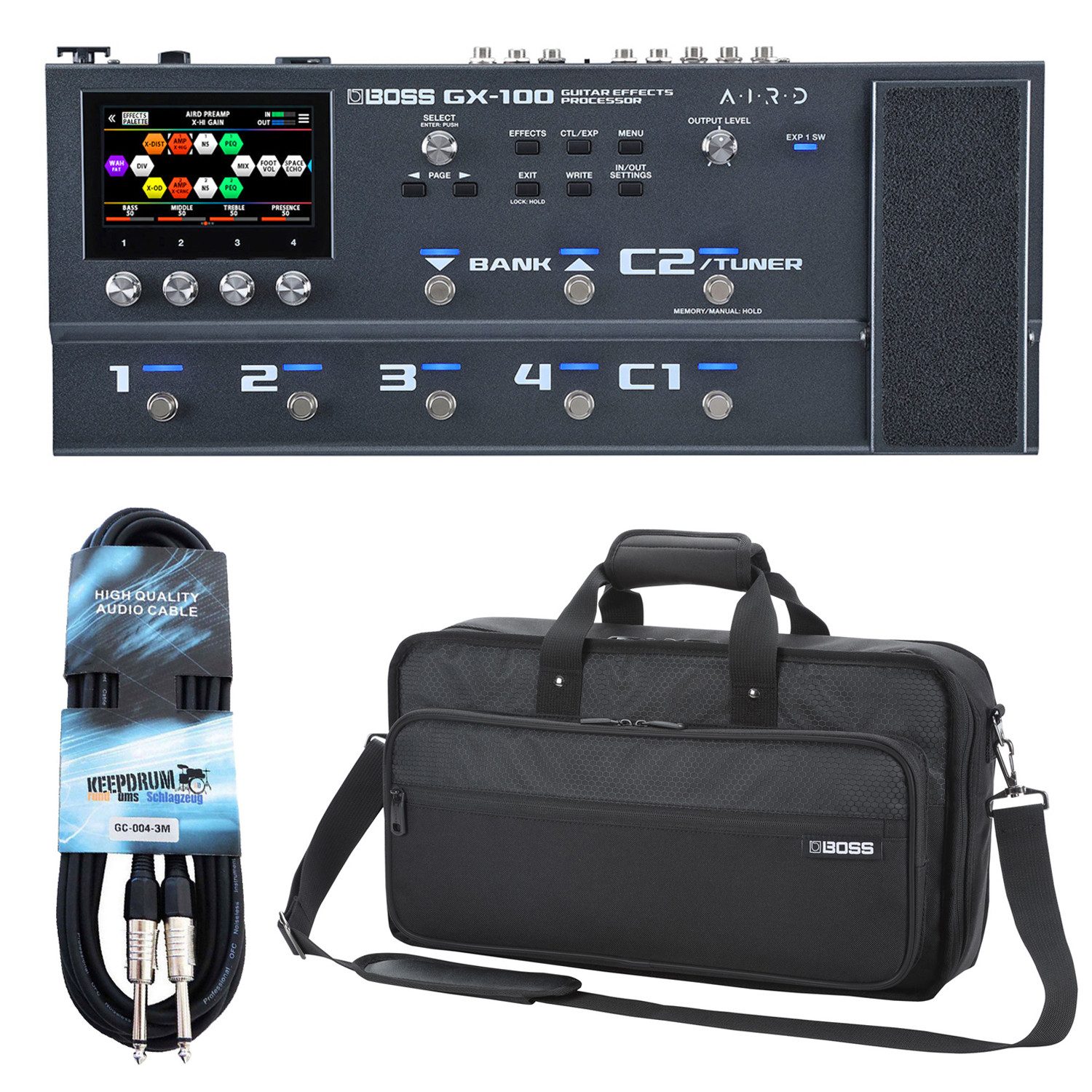 Boss by Roland E-Gitarre Boss Effektgerät GX-100 Multi-Effektgerät mit Tasche und Kabel, Effektgerät, Gitarre, Bass, Effektgerät