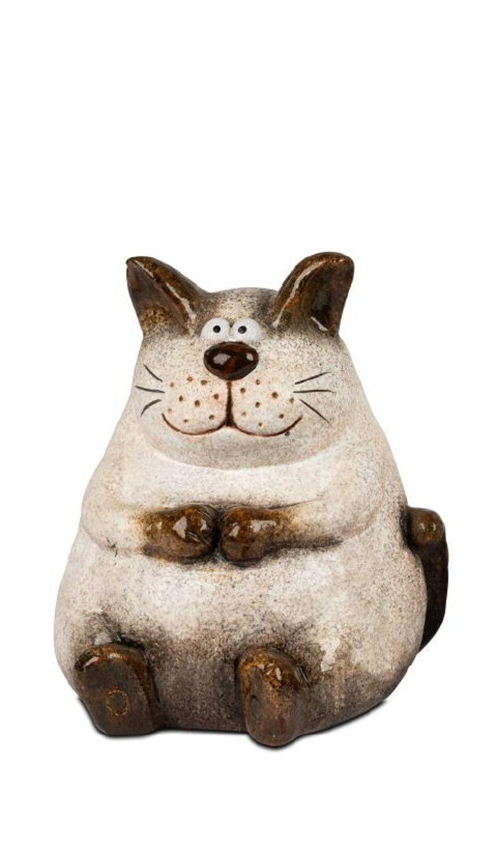 formano Dekofigur Dekokatze dicke Katze im Cartoon-Stil Creme-Braun 25 cm Glasur (1 St)