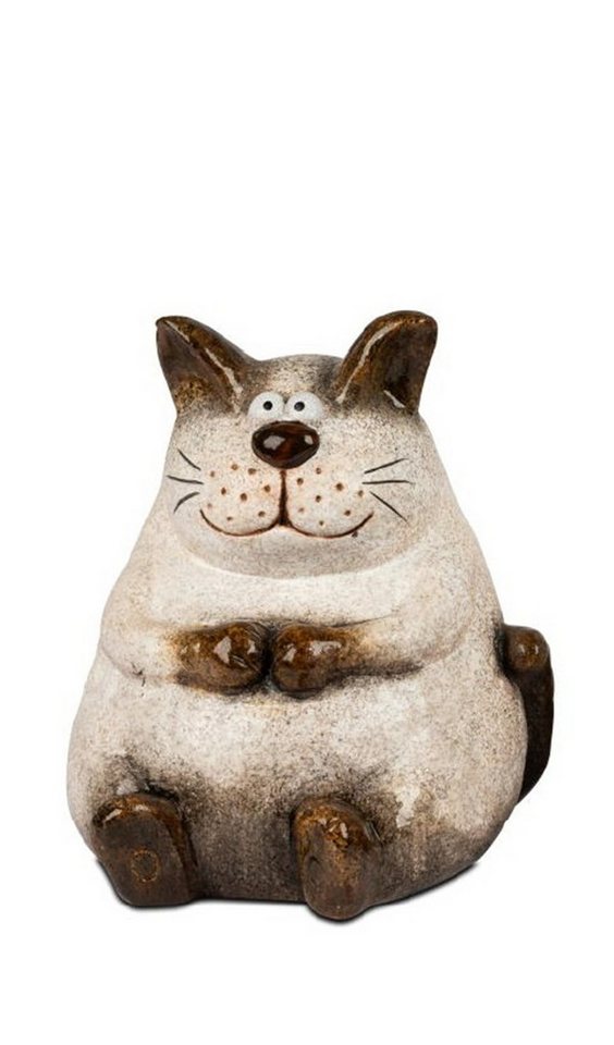 formano Dekofigur Dekokatze dicke Katze im Cartoon-Stil Creme-Braun 25 cm Glasur (1 St)