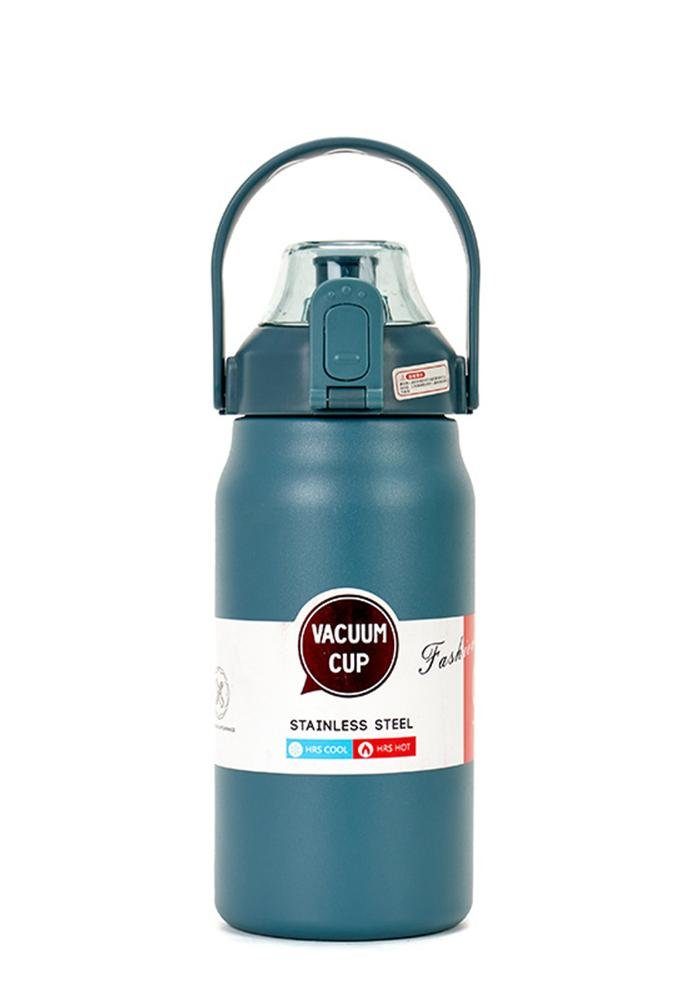 Rouemi Isolierflasche Große Kapazität heiß/kalt Isolierbecher,1000ml Edelstahl-Thermobecher, 12h heiß/24h kalt,für Sport, Büro, Wandern, Outdoor Blau