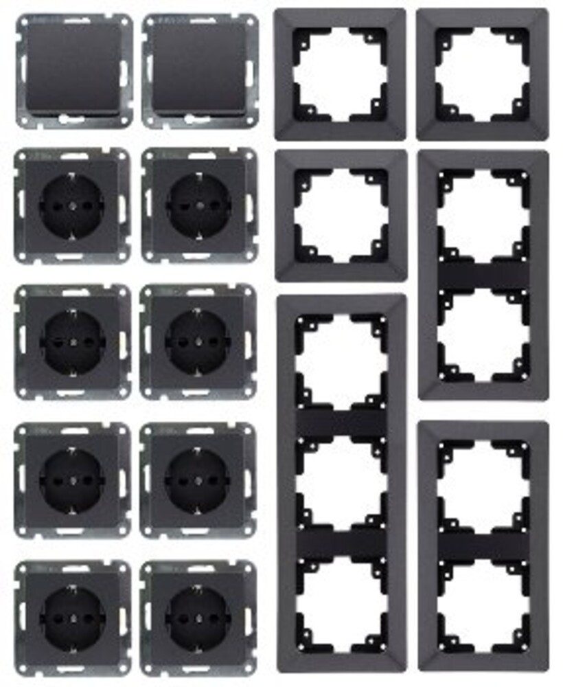 ChiliTec Lichtschalter 8x "PRO" anthrazit, Einbau (ja)