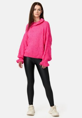 Worldclassca Strickpullover Worldclassca Oversize Damen Strickpullover Oberteil Rüschen Pullover