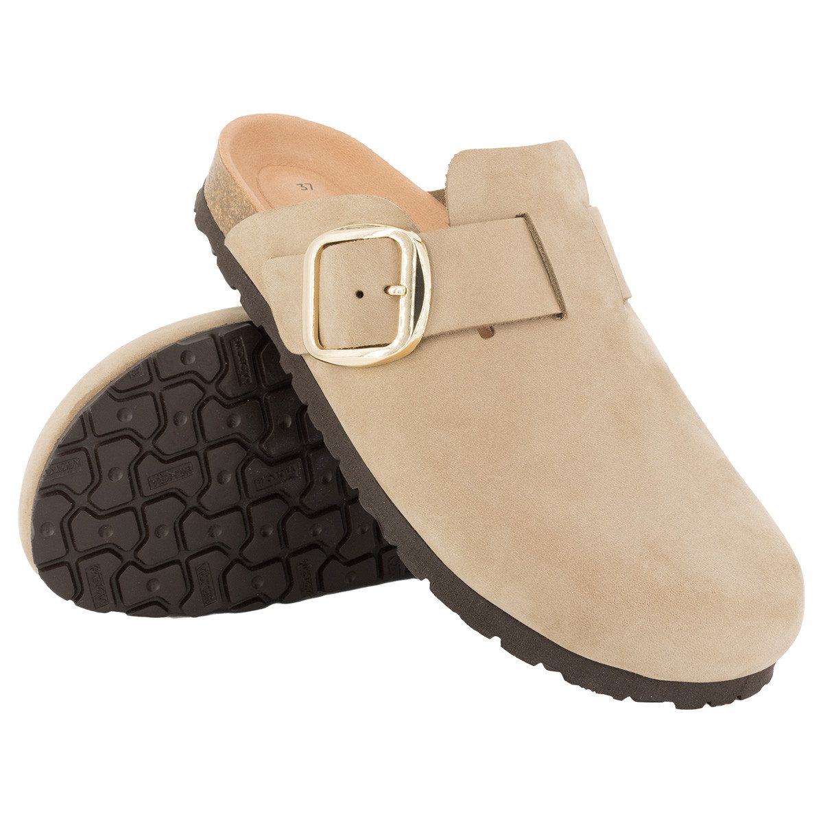piece of mind. Comfort Clog (1-tlg) Clogs - Ergonomisches Fußbett, pflanzlich gegerbtes Nubuk Leder