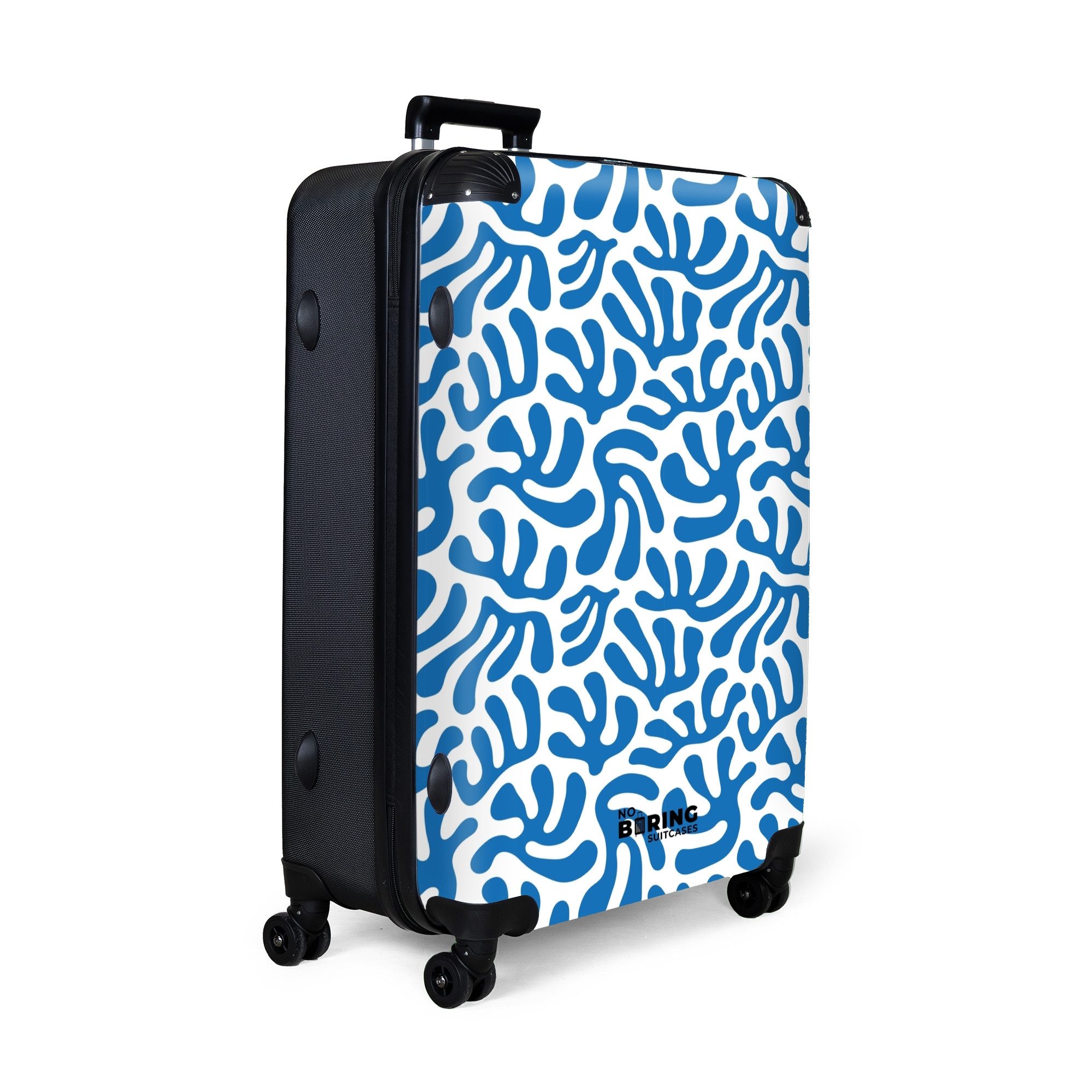 NoBoringSuitcases.com© Hartschalen-Trolley Weiß mit blauem Korallenmuster günstig online kaufen