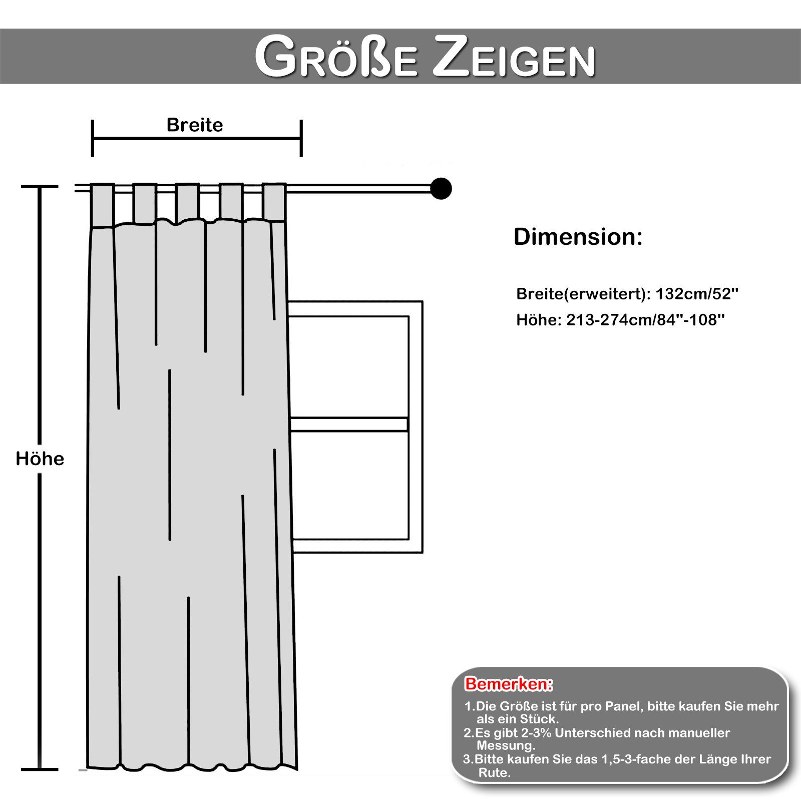 BTTO V&G Vorhang Outdoor Wetterfest Schlaufengardine Klebriges Tab-Top (2 St), Balkon Gardinen Verdunkelungsvorhänge,Pavillon Strandhaus 1/2/4 Panele – Bild 2 von 5