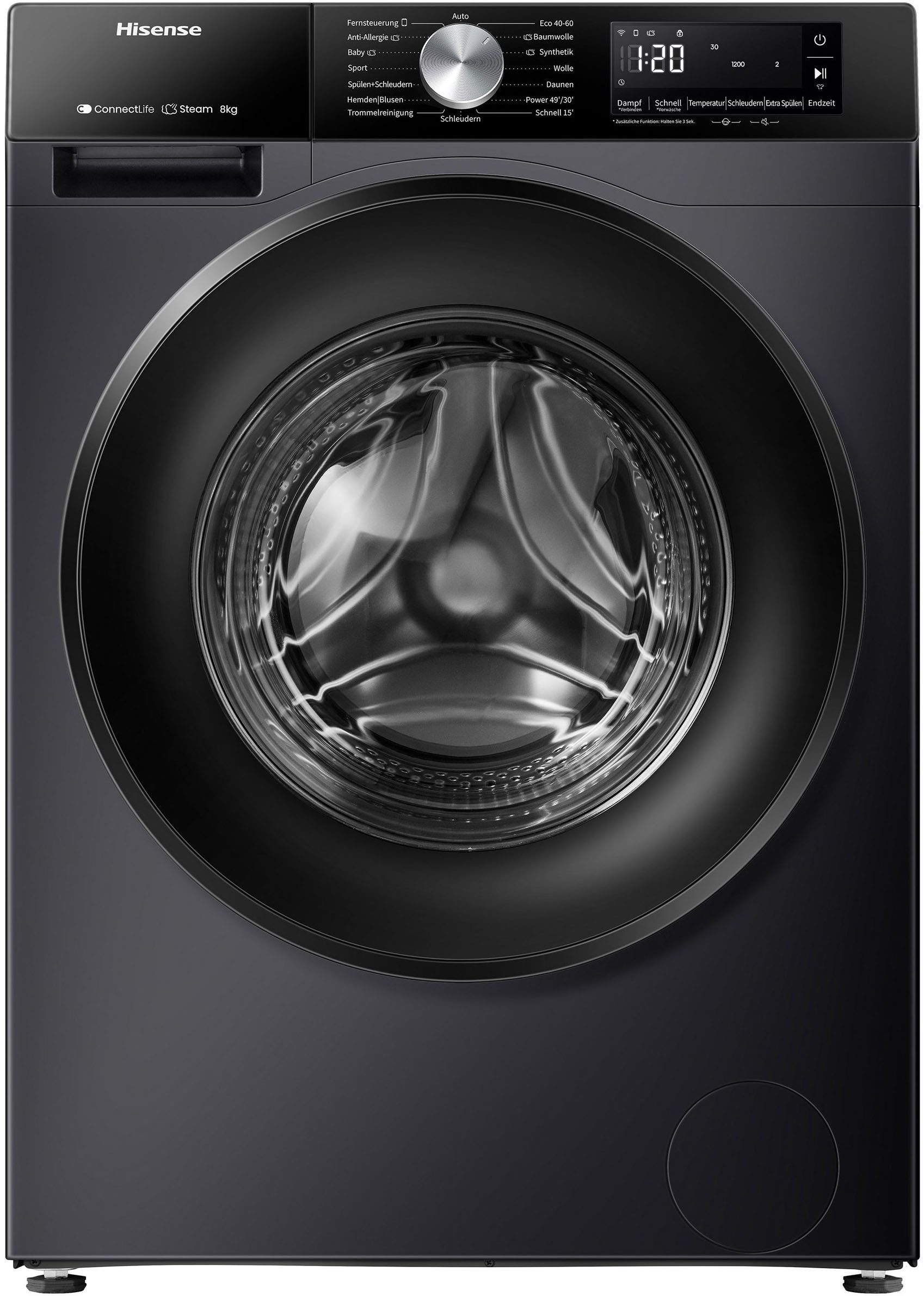 Hisense Waschmaschine WF3S8043BB3, 8 kg, 1400 U/min, Wifi-ConnectLife