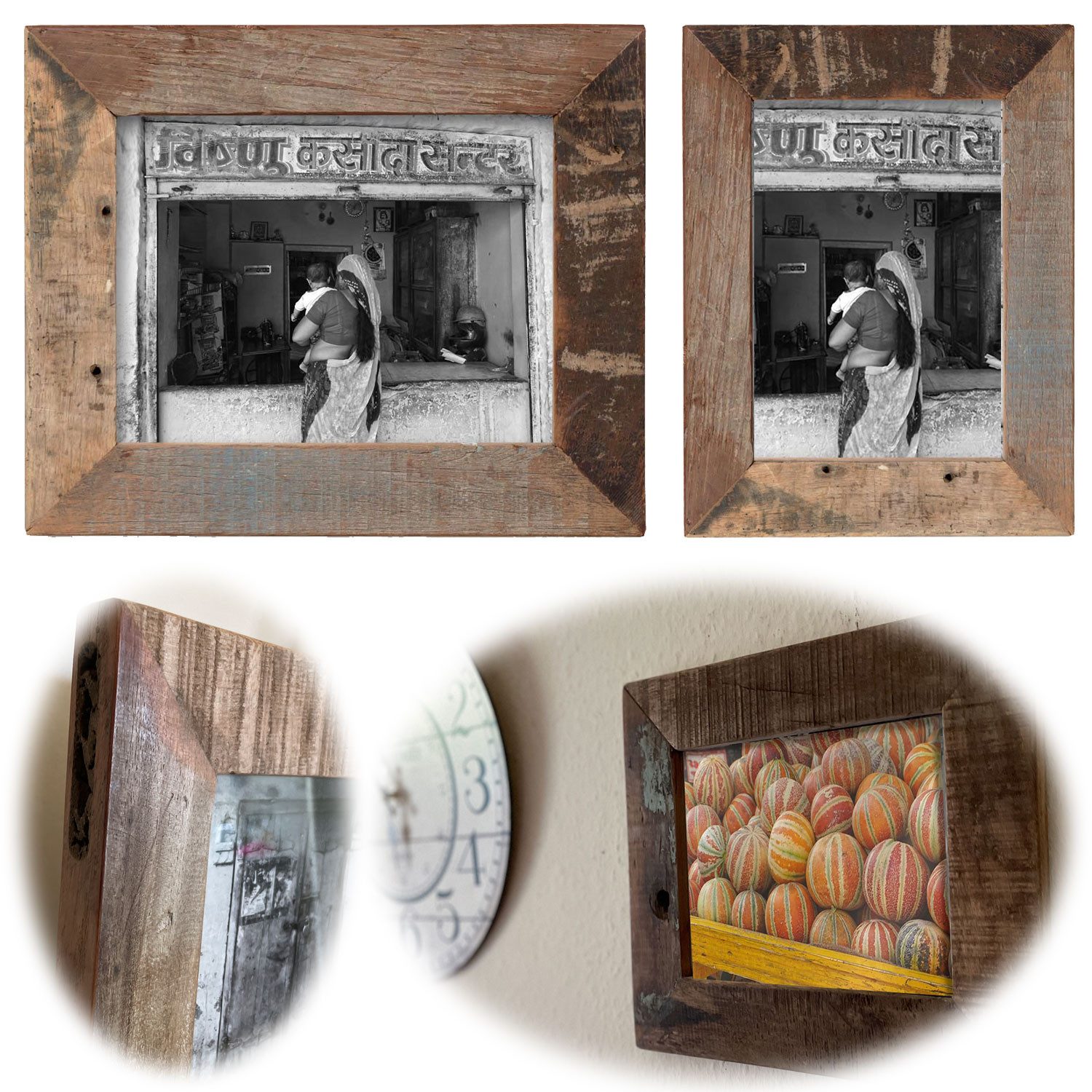 LS-LebenStil Bilderrahmen Vintage Holz Wand Fotorahmen Dehli Braun 20x15cm Retro, für 1 Bilder (1 St), Fotorahmen Aufsteller, Portrait Rechteckig 20x15cm, Ideal für Hochzeitsfotos Babybilder Kinderfotos Tauffotos Portraits