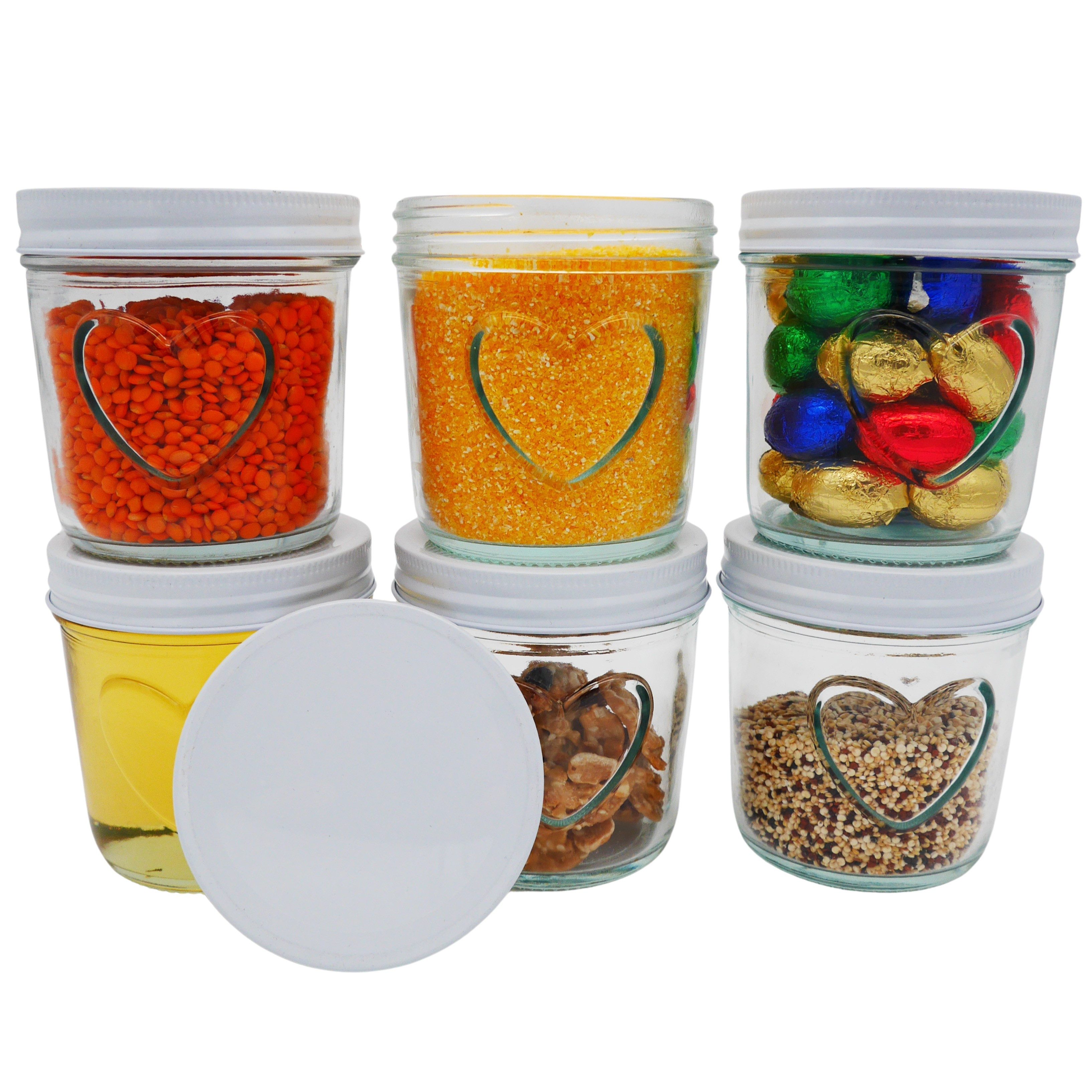 megusta! Einmachglas mit Herz, 300 ml, Банки для варенья Teedose Bonbonglas Geschenk, (6er Set), Deckel Aluminium rostfrei; mit passenden Etiketten zum Beschriften