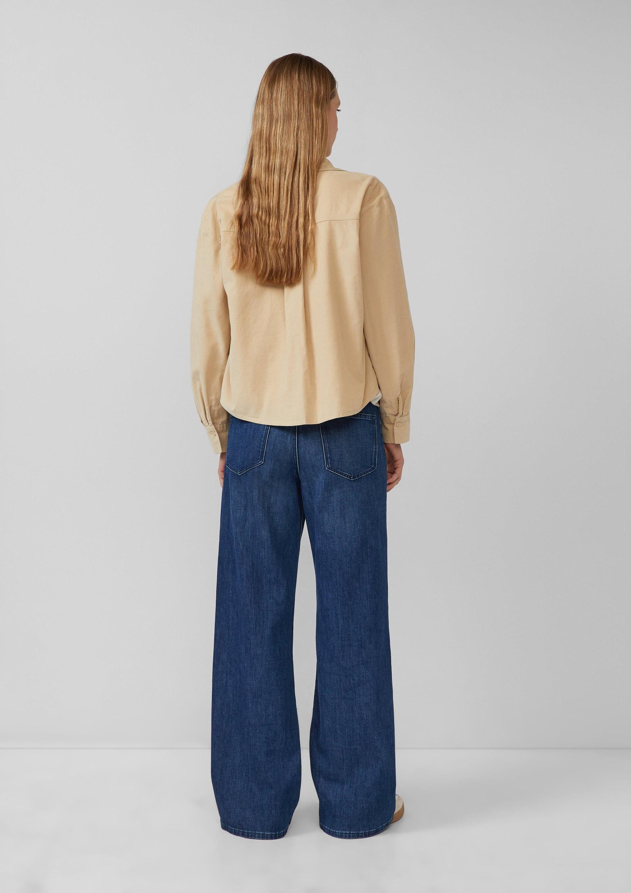 s.Oliver Hemdjacke Bluse Verkürzte Feincord-Bluse mit aufgesetzten Taschen