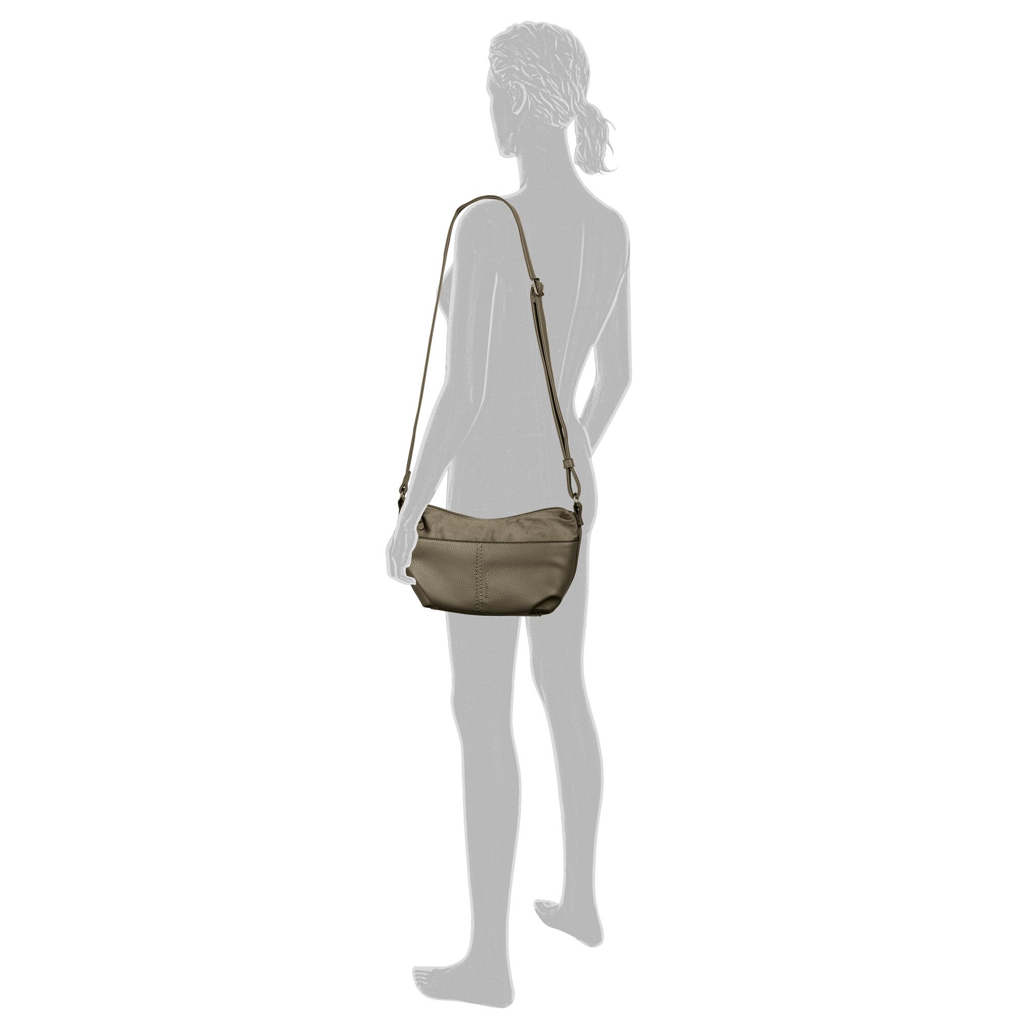 TOM TAILOR Handtasche Miha, weiches Veloursimitat mit soft genarbtem Lederimitat und viel Platz