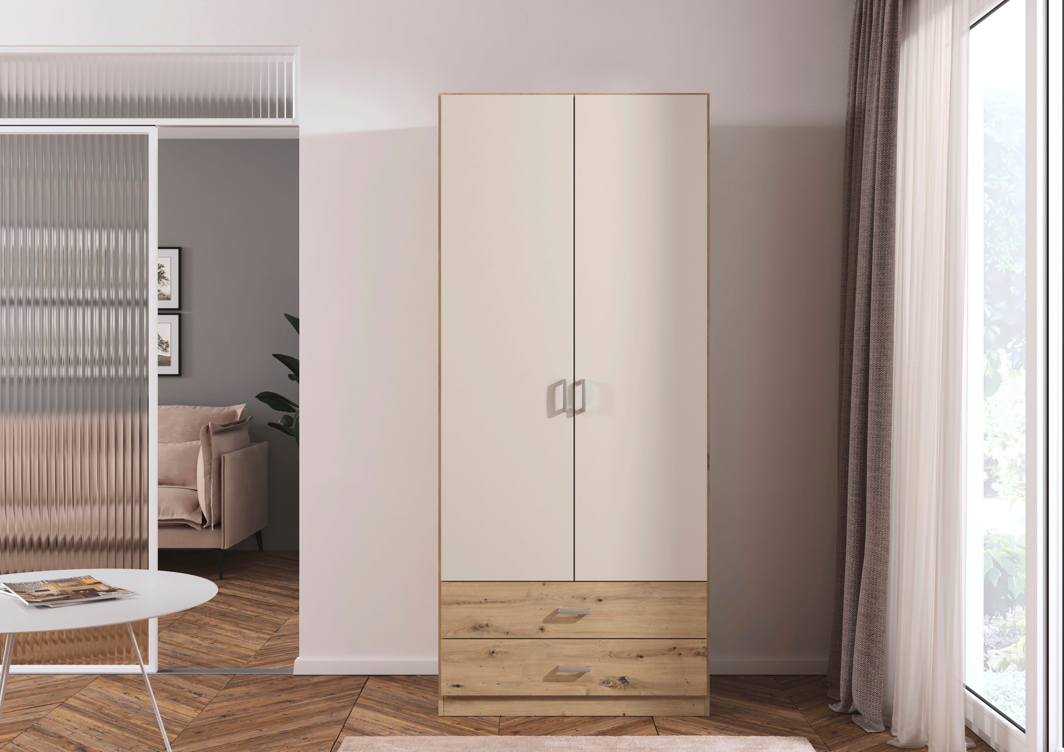 rauch Drehtürenschrank Kleiderschrank Garderobe GAMMA Breiten 91/136/181/226/271/315/360 cm (in 3 Ausstattungen BASIC/CLASSIC/PREMIUM (inkl. SOFT-CLOSE-Funktion) mit Schubladen, verschiedene Griff-Varianten TOPSELLER MADE IN GERMANY