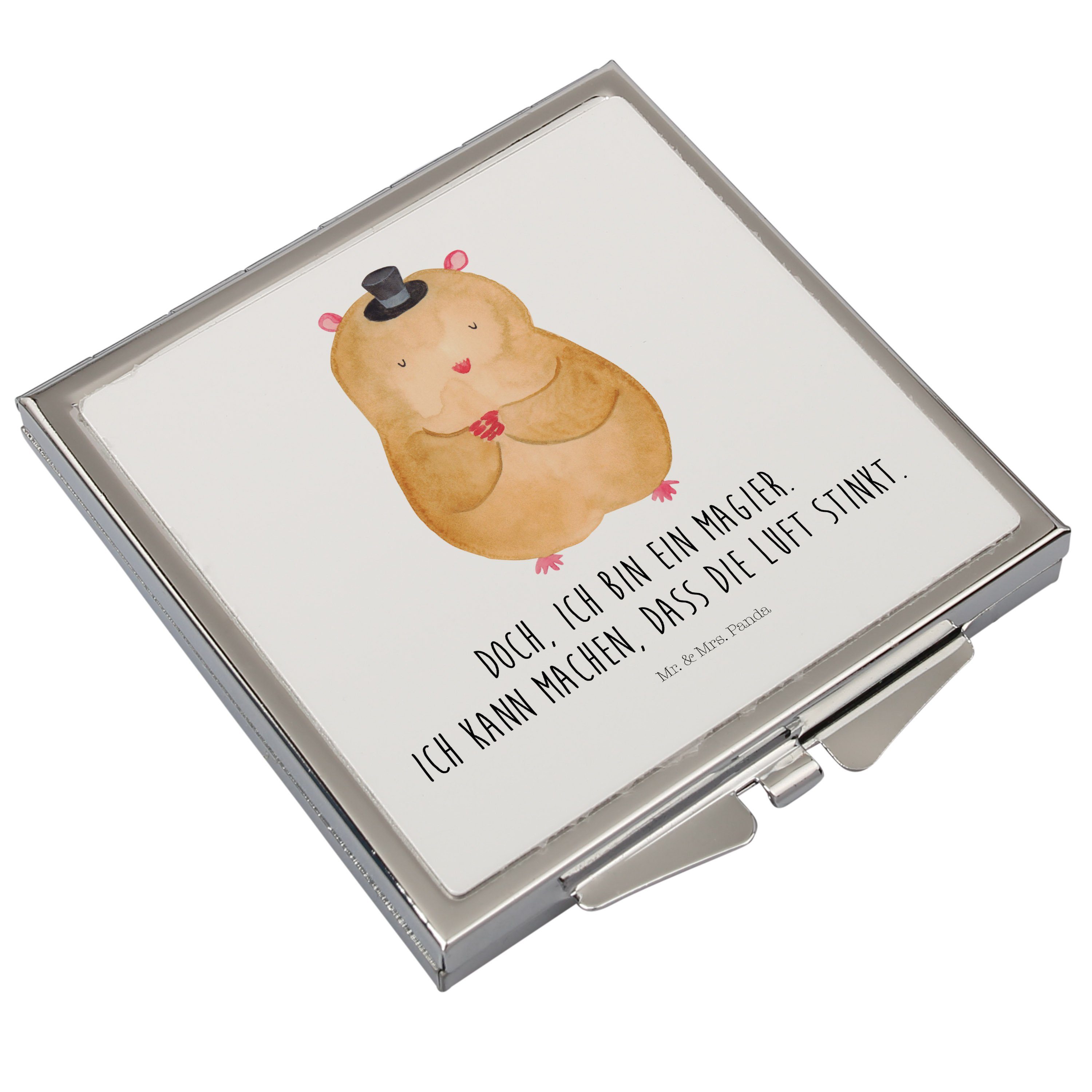 silber, mit - Sch Hamster Gute Geschenk, schminken, Mr. & (1-St) - Mrs. Laune, Weiß Panda Hut Kosmetikspiegel