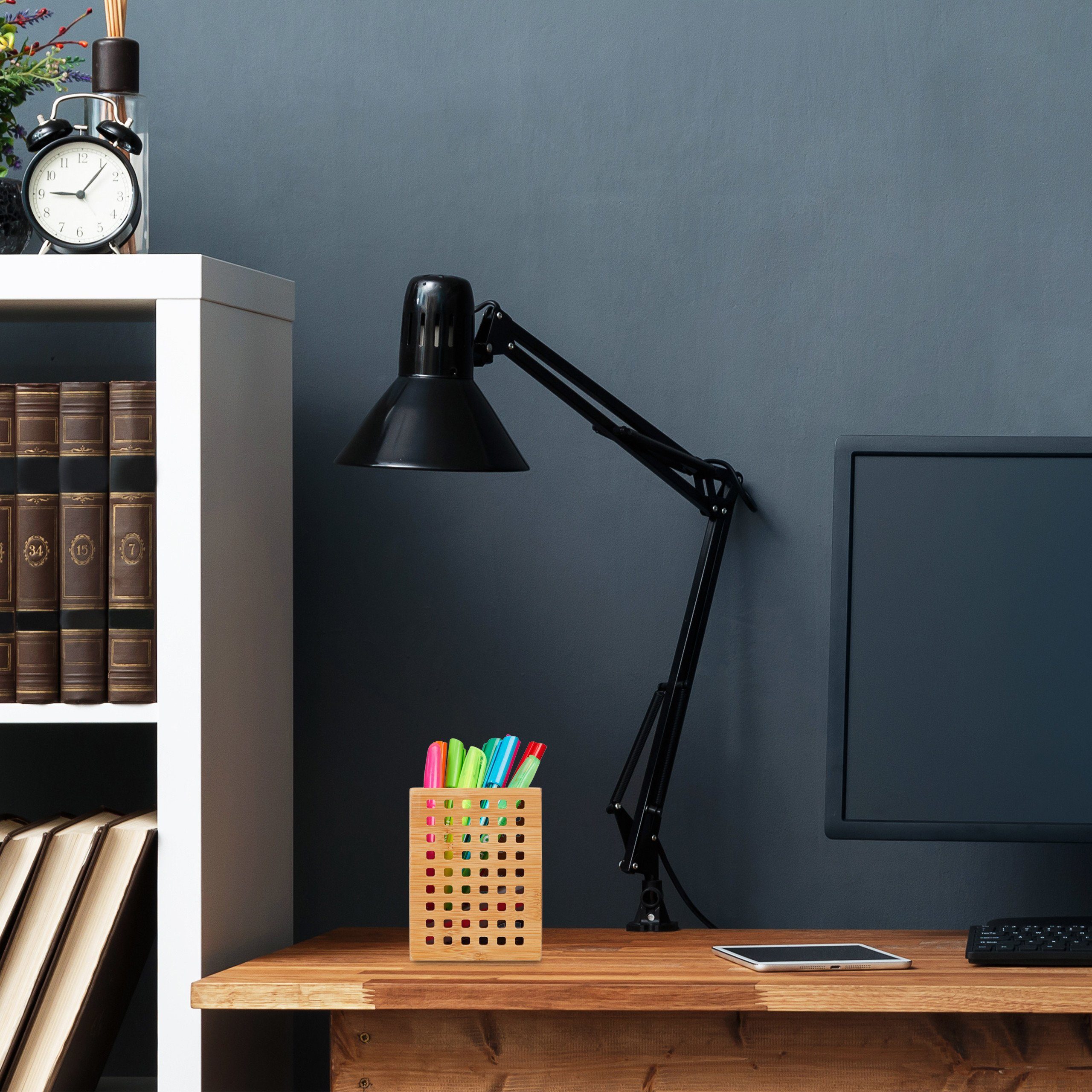 relaxdays Schreibgeräteetui 4 x Stiftköcher Bambus