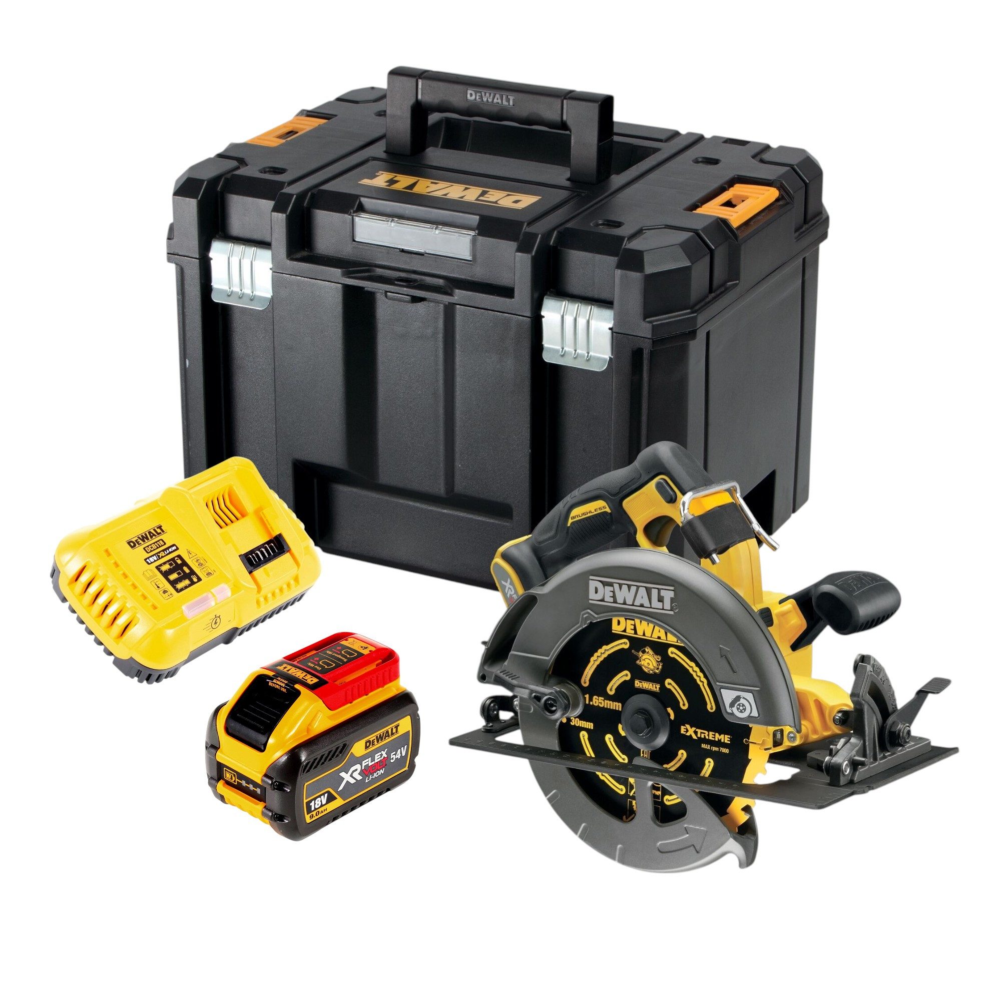 DeWalt Kompakt-Handkreissäge DCS 578 X1T Akku Kreissäge 54V 190 mm + 1x Akku 9 Ah + Lader + TSTAK