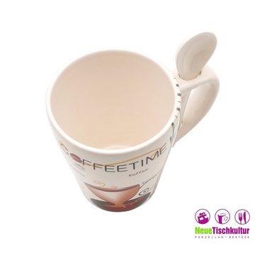 Neuetischkultur Tasse Kaffeebecher mit Löffel Coffeetime 2er-Set, Keramik, Kaffeetasse Kaffeepot