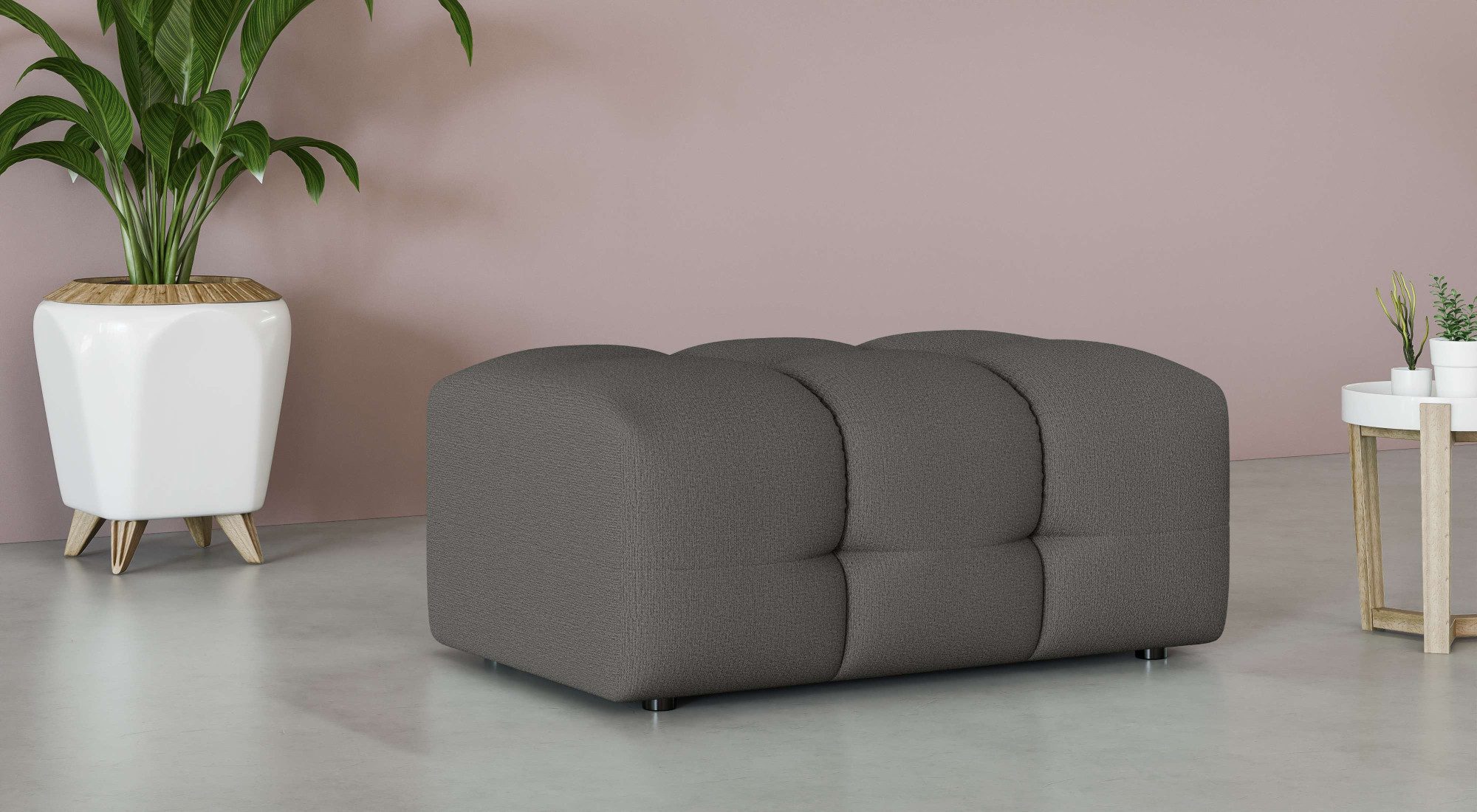 OTTO home Polsterhocker Manilla, trendige Steppung, passend zur Serie, B/T/H 100/68/45 cm, mit Wellenunterfederung, in verschiedenen Materialien und Farben