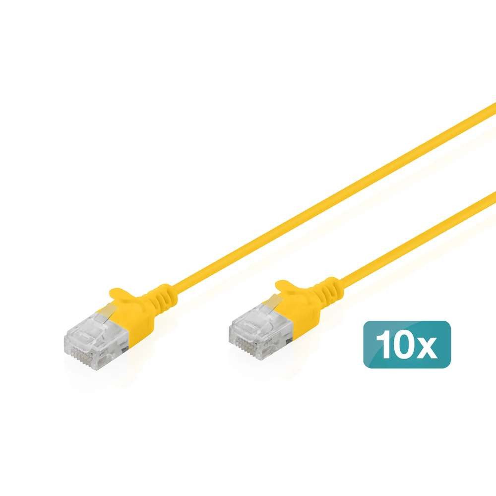 Digitus Digitus CAT 6 U-UTP Slim Patchkabel, 3 m, Gelb, 10 Stück LAN-Kabel