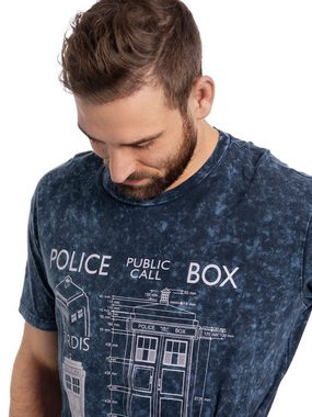Nastrovje Potsdam T-Shirt Doctor Who Police Box Blueprint Batik