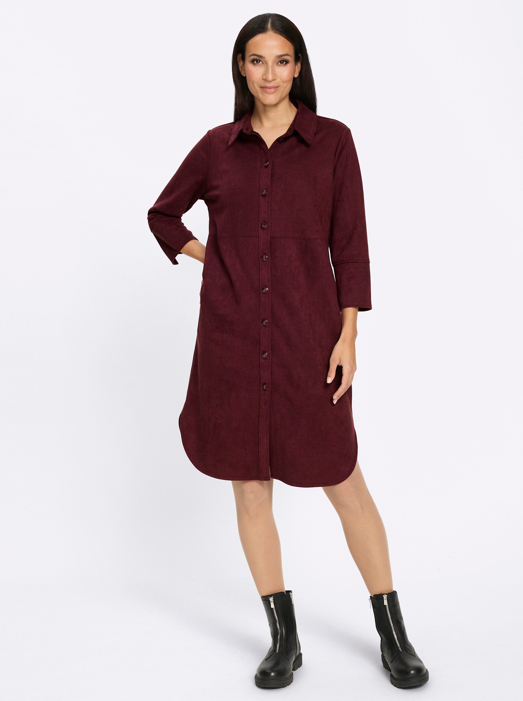 heine Etuikleid Velourslederimitat-Kleid 3/4-Arm