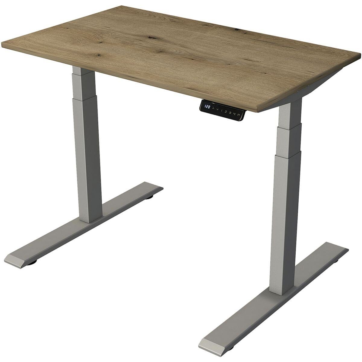 KERKMANN Schreibtisch Smart Office, rechteckig, T-Fuß alusilber, elektrisch höhenverstellbar 63-127 cm