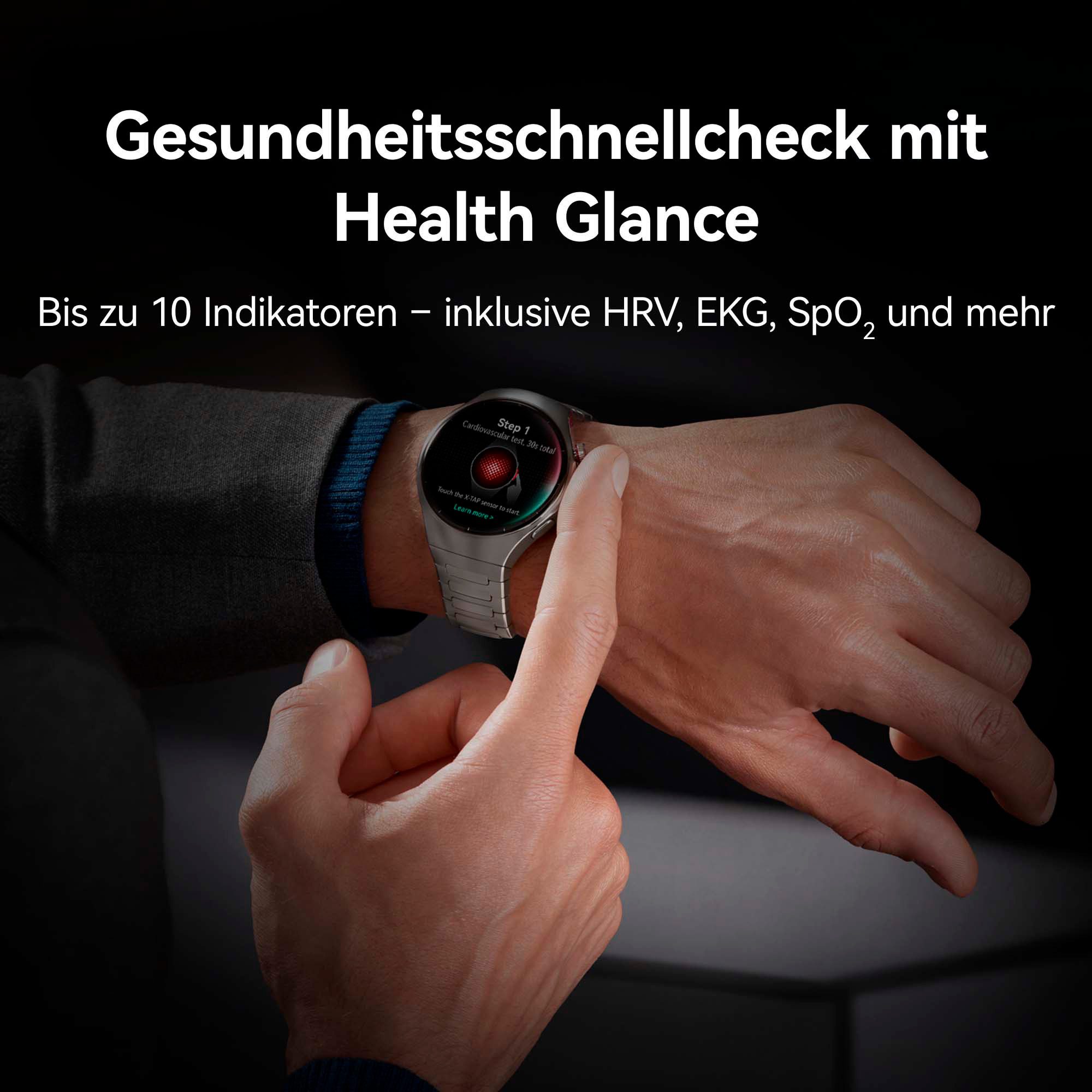 Huawei WATCH 5 42mm Smartwatch (3,5 cm/1,38 Zoll, Harmony OS), X-TAP, Health Glance, 904L Edelstahl, Kompatibel mit iOS & Android