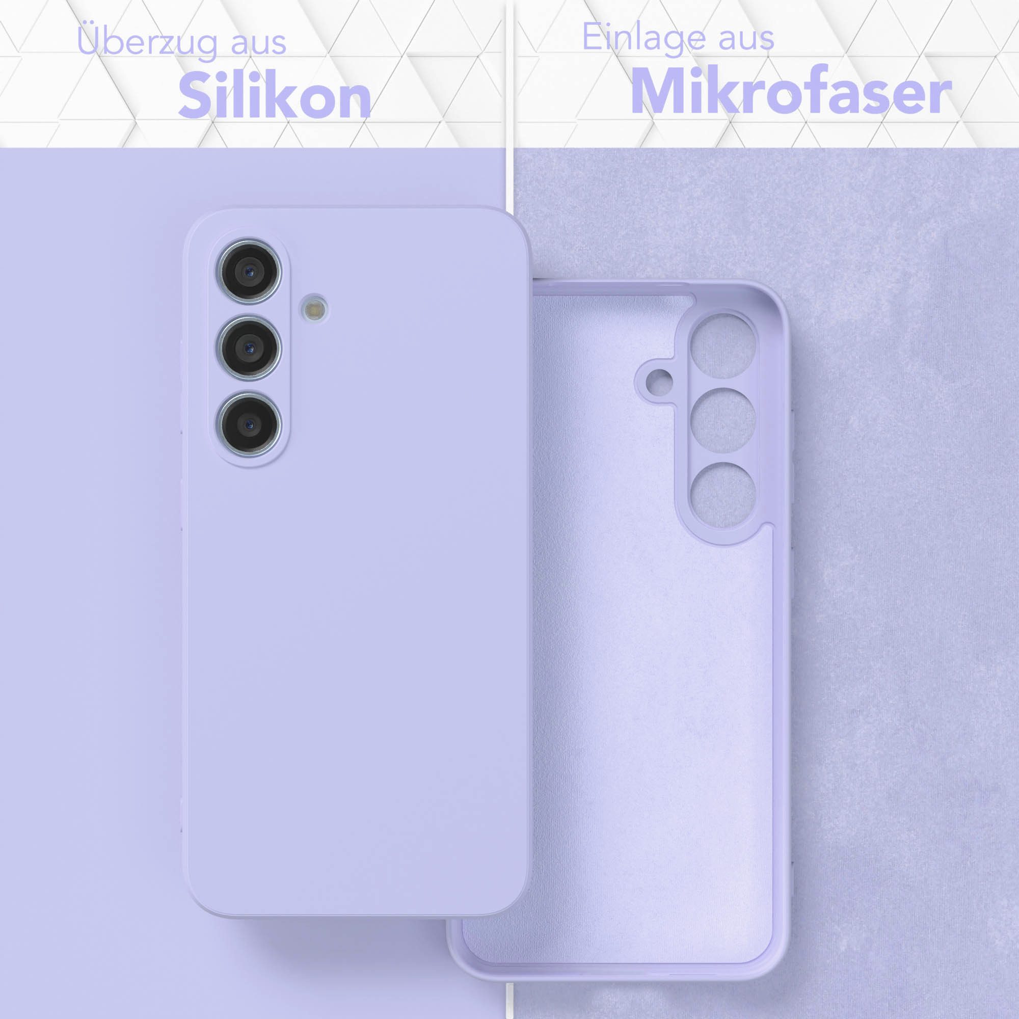 EAZY CASE Handyhülle für Samsung Galaxy S24 Hülle Silikon 6,2 Zoll, Silikonhülle stoßfest Smart Slimcover Case Dünn Blau Lila