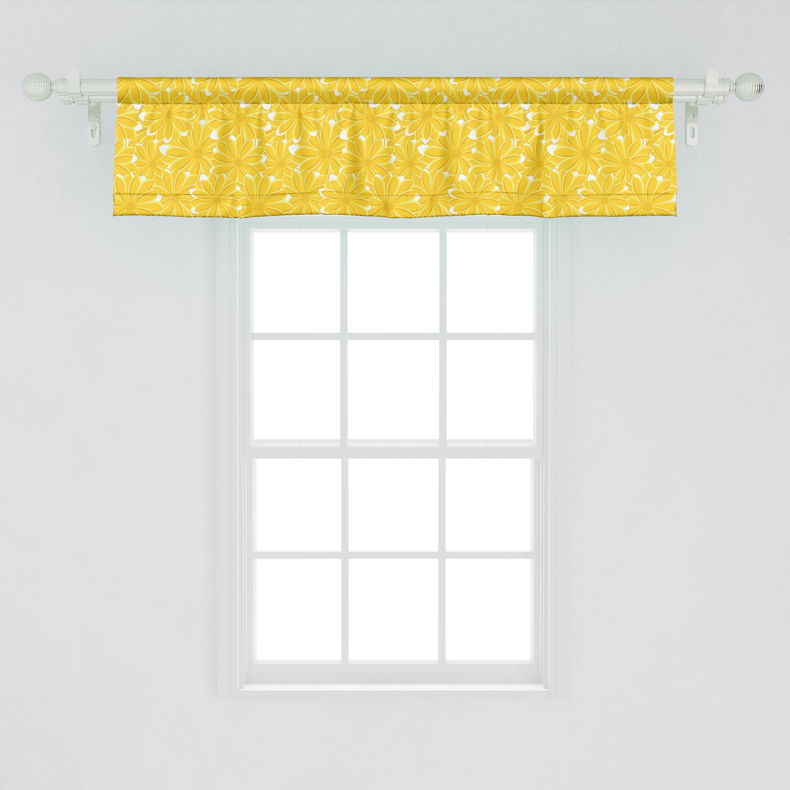 Schlafzimmer Blumen Vorhang Küche für Zier Gänseblümchen Sommer Volant Scheibengardine Dekor Stangentasche, Microfaser, Abakuhaus, mit