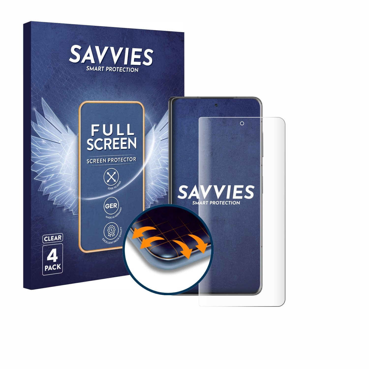 Savvies Displayschutzfolie Fullscreen Schutzfolie für Honor Magic V3, 4 Stück, Displayschutz Folie Fullcover Klar Transparent