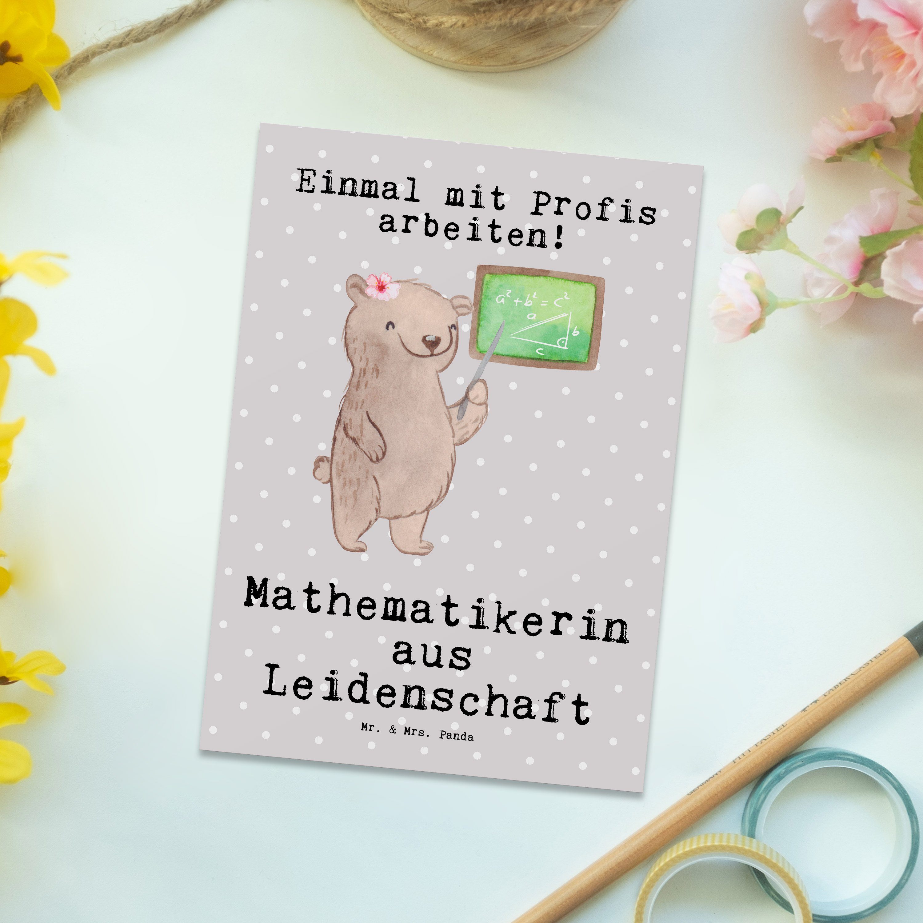 Grau Postkarte - Mrs. - aus Mr. Leidenschaft Mathematikerin Geschenk, & Pastell Panda Kollegin