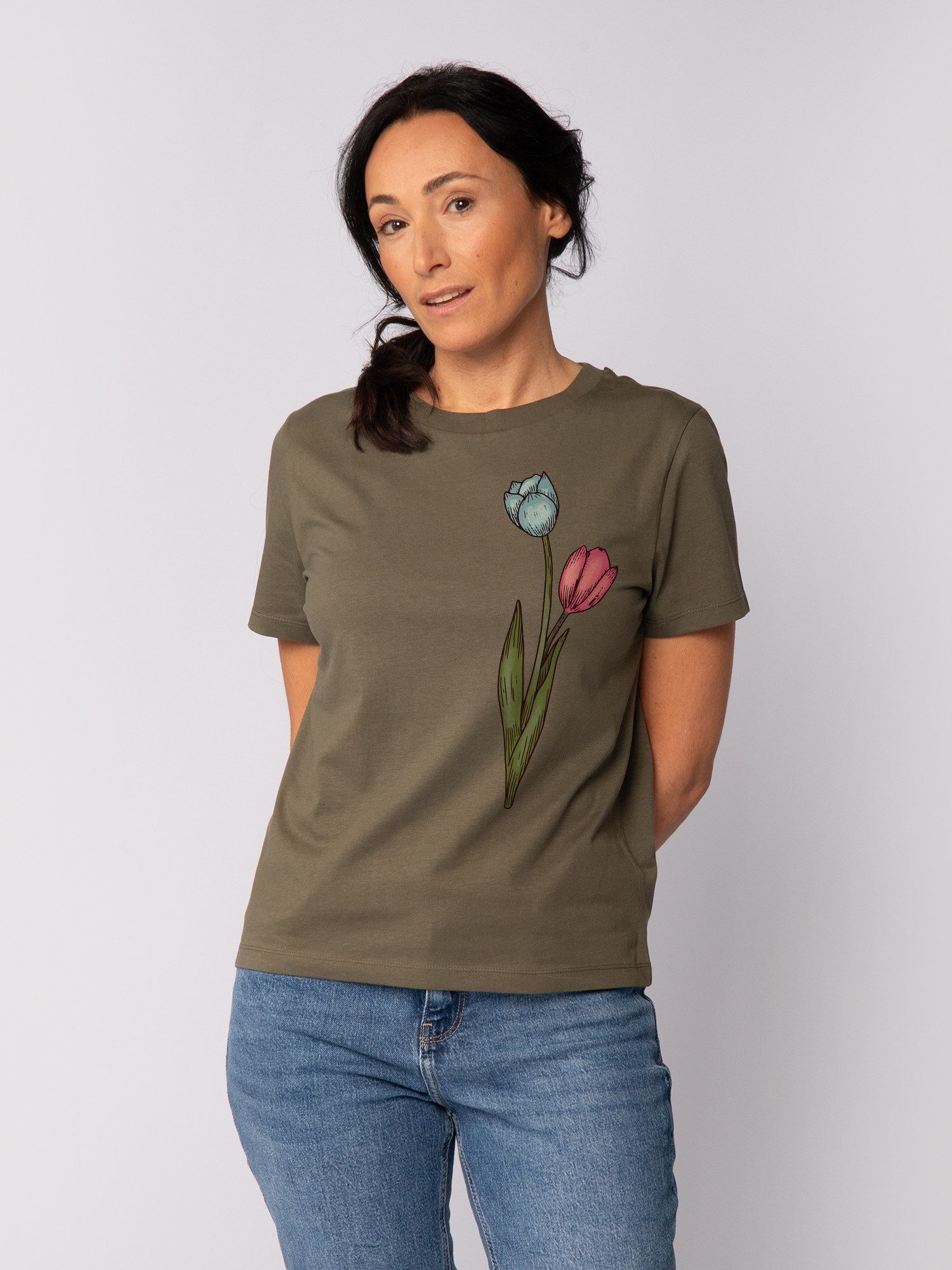 wat? Apparel T-Shirt Blume in Wasserfarbe 05