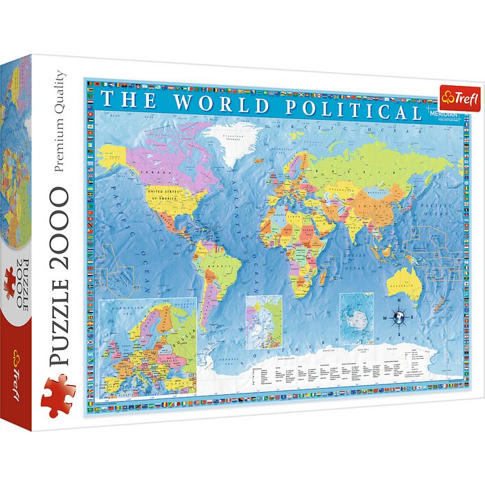 Trefl Puzzle Trefl 27099 Politische Weltkarte 2000 Teile Puzzle 2000 Puzzleteile Made in Europe