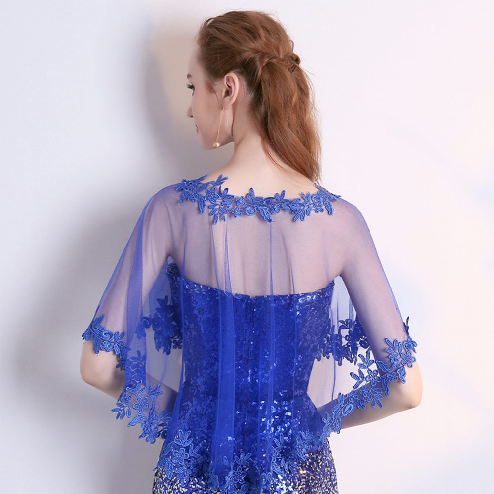 Zaewry Bolero Spitzen-Stola für Damen, transparenter Schal,Hochzeits-Cape Elegante Schulterjacke für Hochzeit, Brautmode & Abendkleid