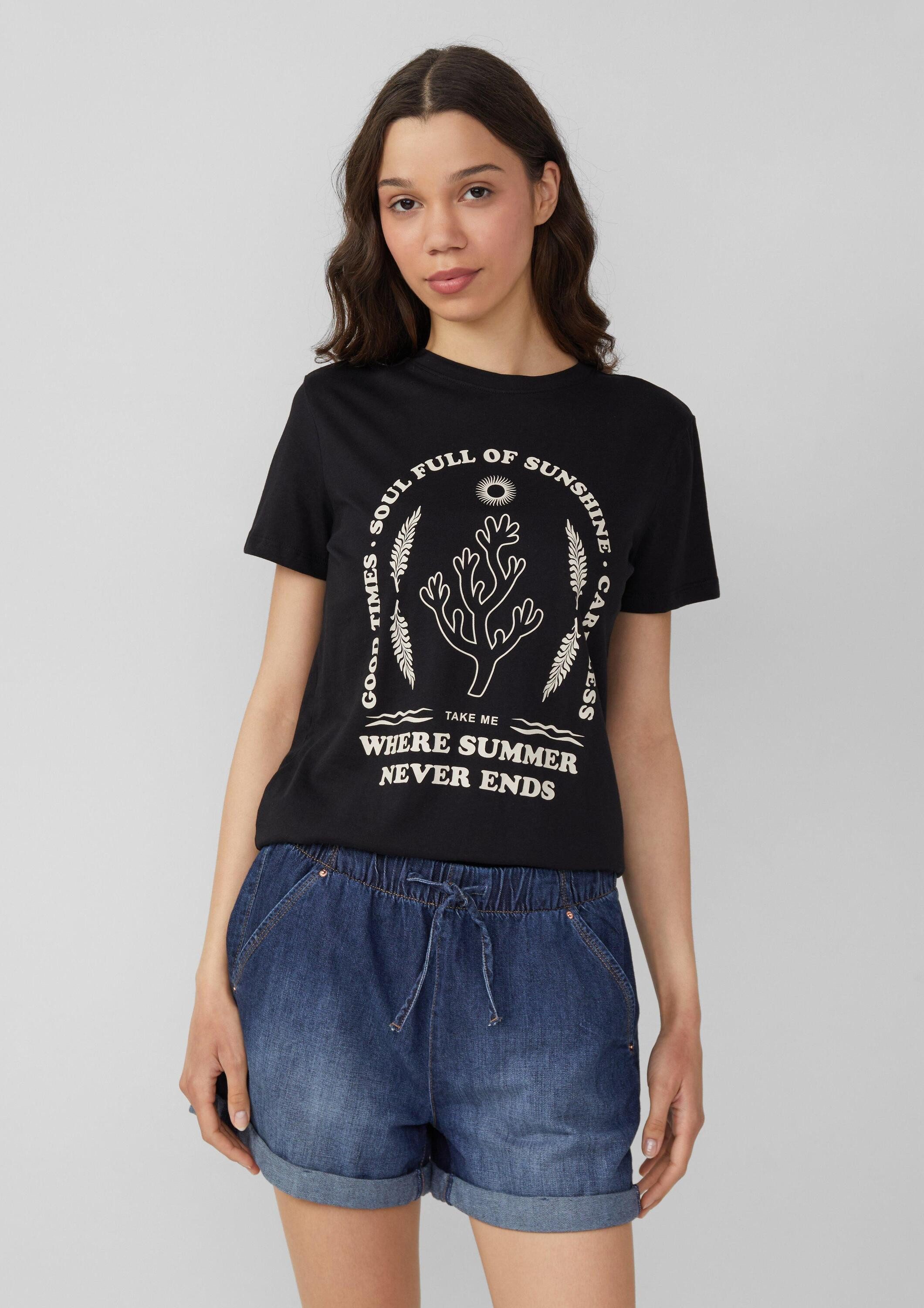 QS Kurzarmshirt T-Shirt Baumwoll T-Shirt mit günstig online kaufen