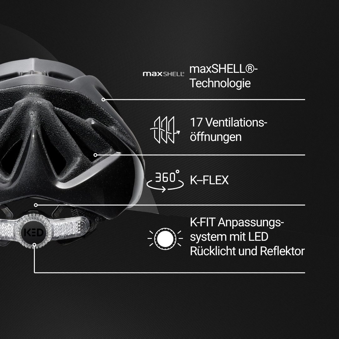 KED Fahrradhelm Spiri II Trend Allround Helm, LED Licht Und Reflektor, Optimierte Belüftung