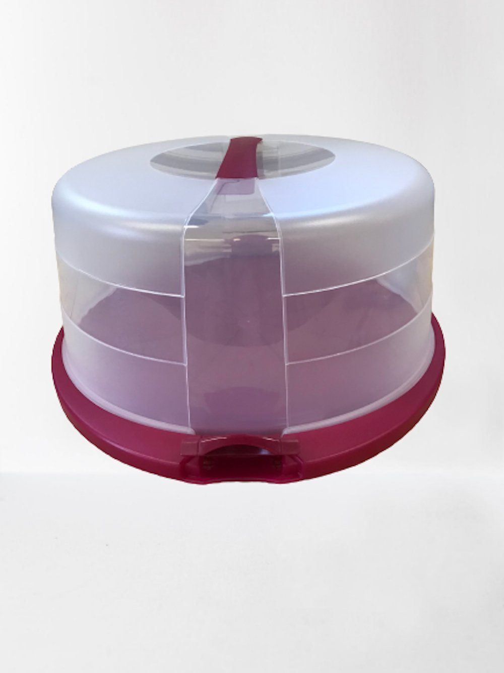 Lomatek Tortenglocke Hohe Tortenglocke mit Haube und Griff himbeere/transparent 38x33cm