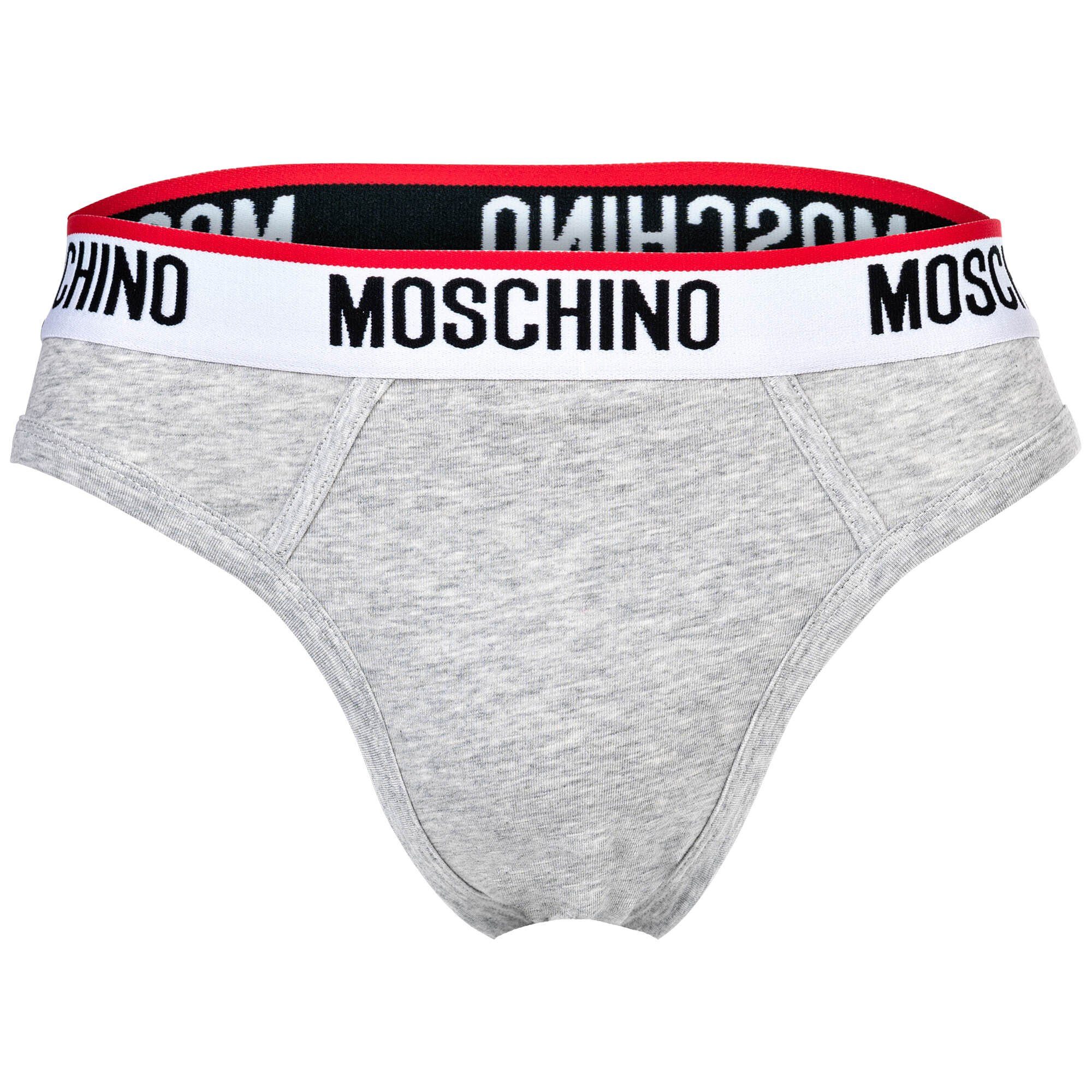 2er Moschino Herren Unterhose Slip Slips Pack Grau/Weiß Micro -