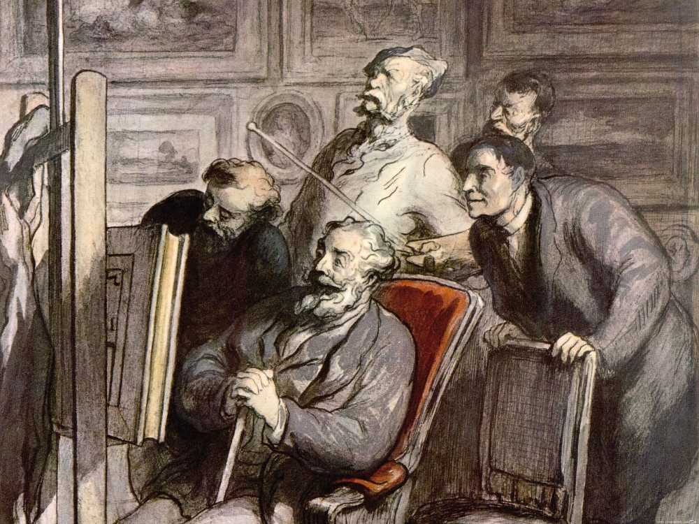 Poster HonorÃ© Daumier Kunstdruck Bild - Die Kunstliebhaber, Um