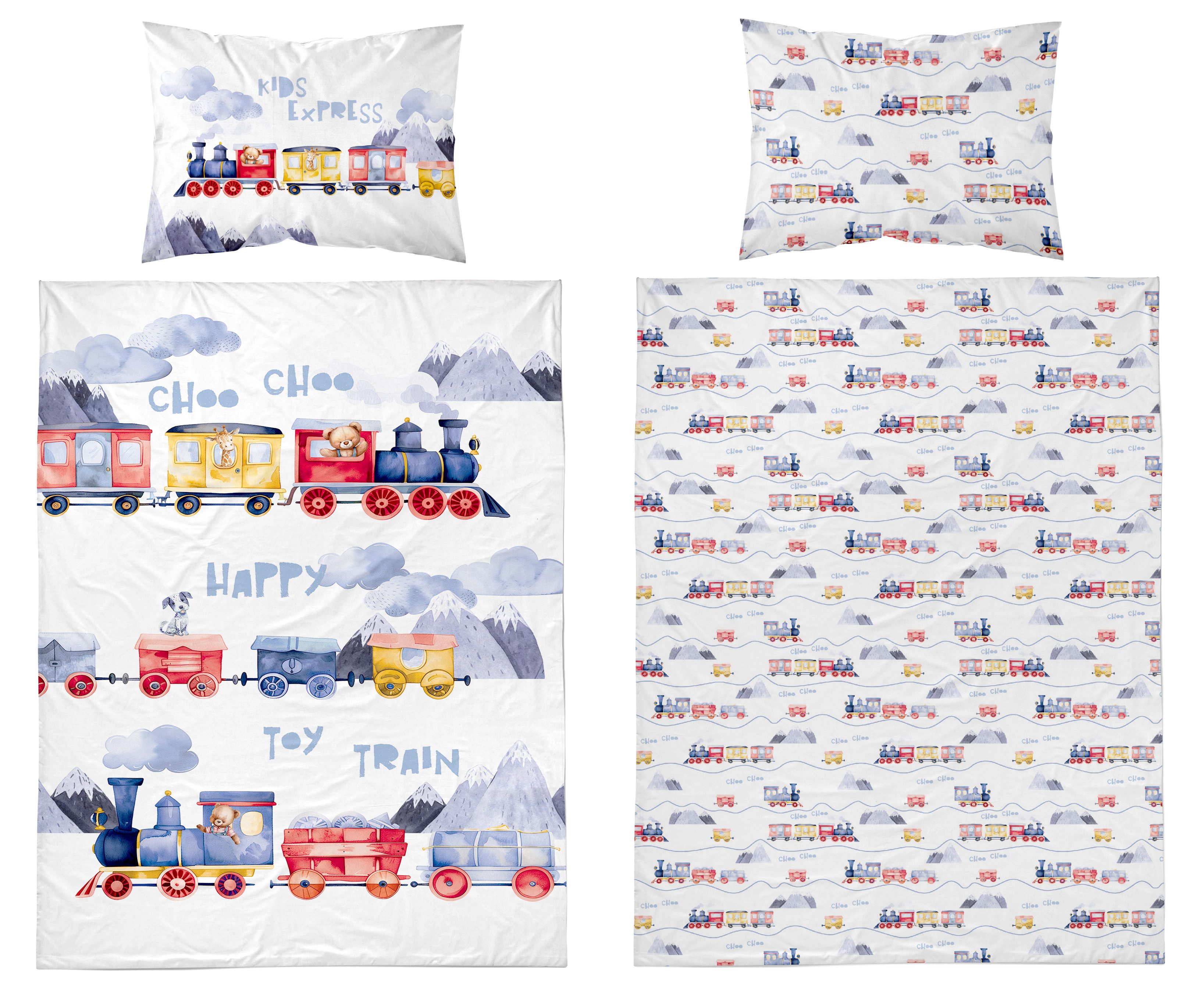 Detexpol Babybettwäsche Eisenbahn Happy Train 100% Baumwolle Größe: 100x135 günstig online kaufen