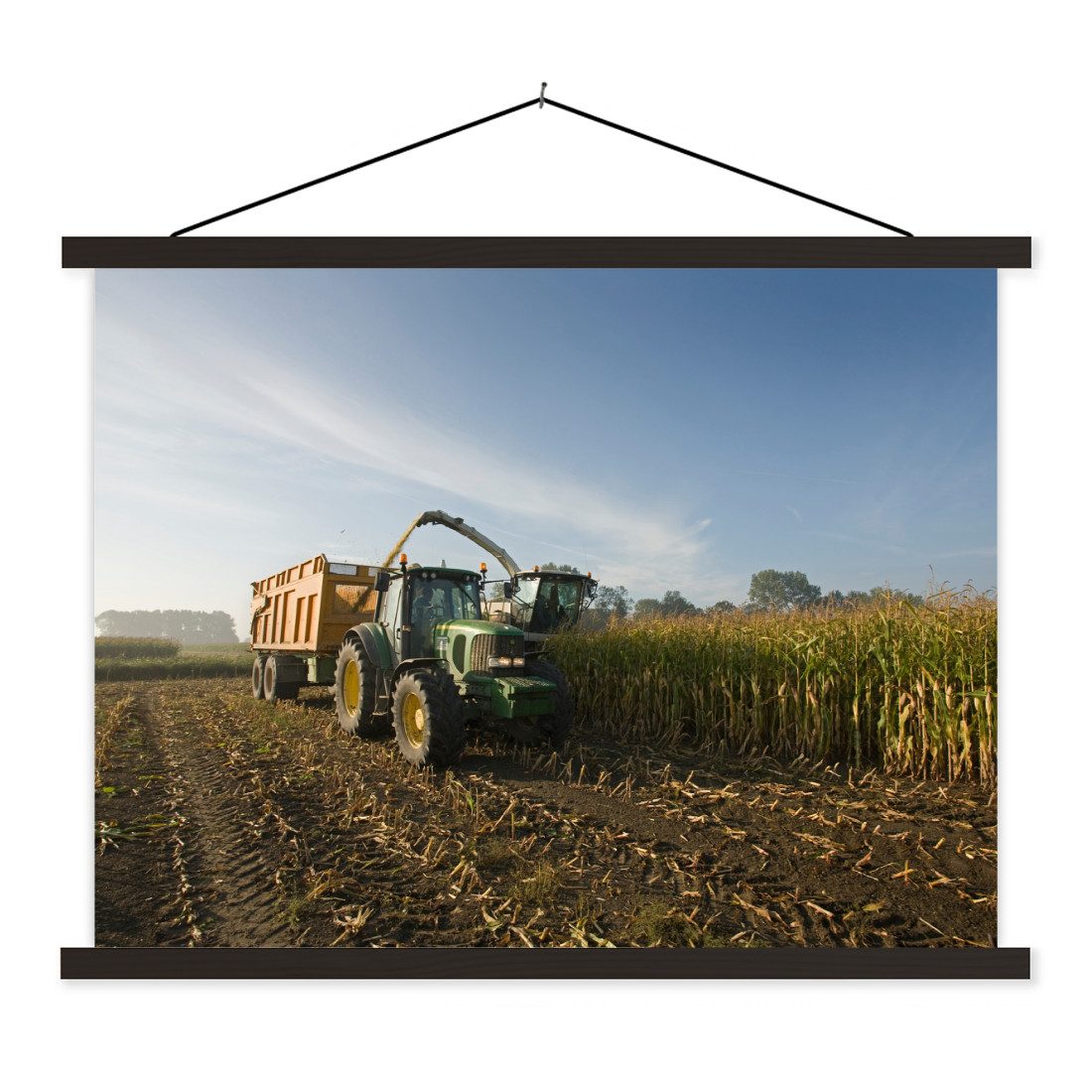 Poster Traktor - Anhänger - Mais - Grün - Landleben