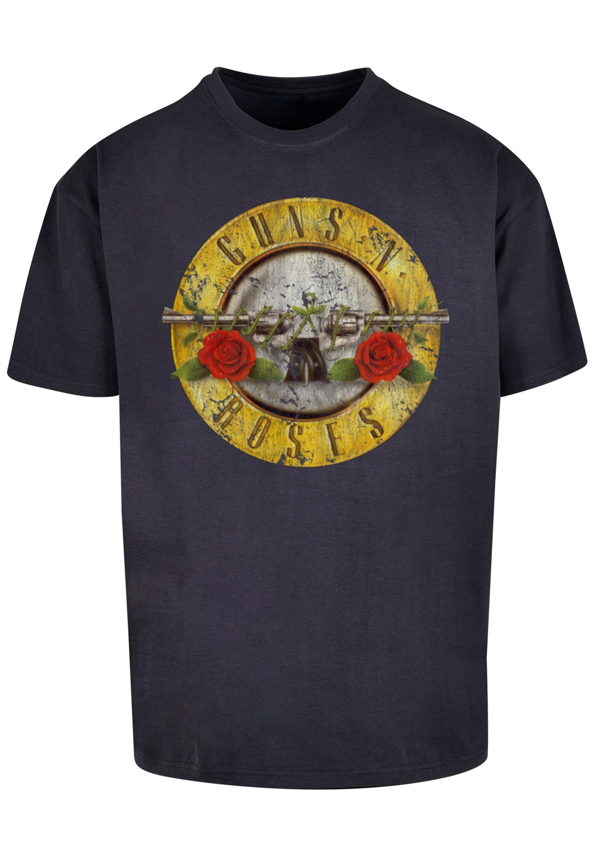 Classic SIZE Print Roses T-Shirt Vintage Guns F4NT4STIC Logo navy Black PLUS 'n'