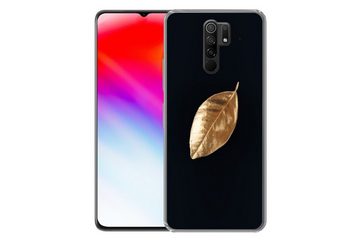 MuchoWow Handyhülle Blätter - Schwarz und Gold - Luxus - Natur - Pflanzen, Phone Case, Handyhülle Xiaomi Redmi 9, Silikon, Schutzhülle