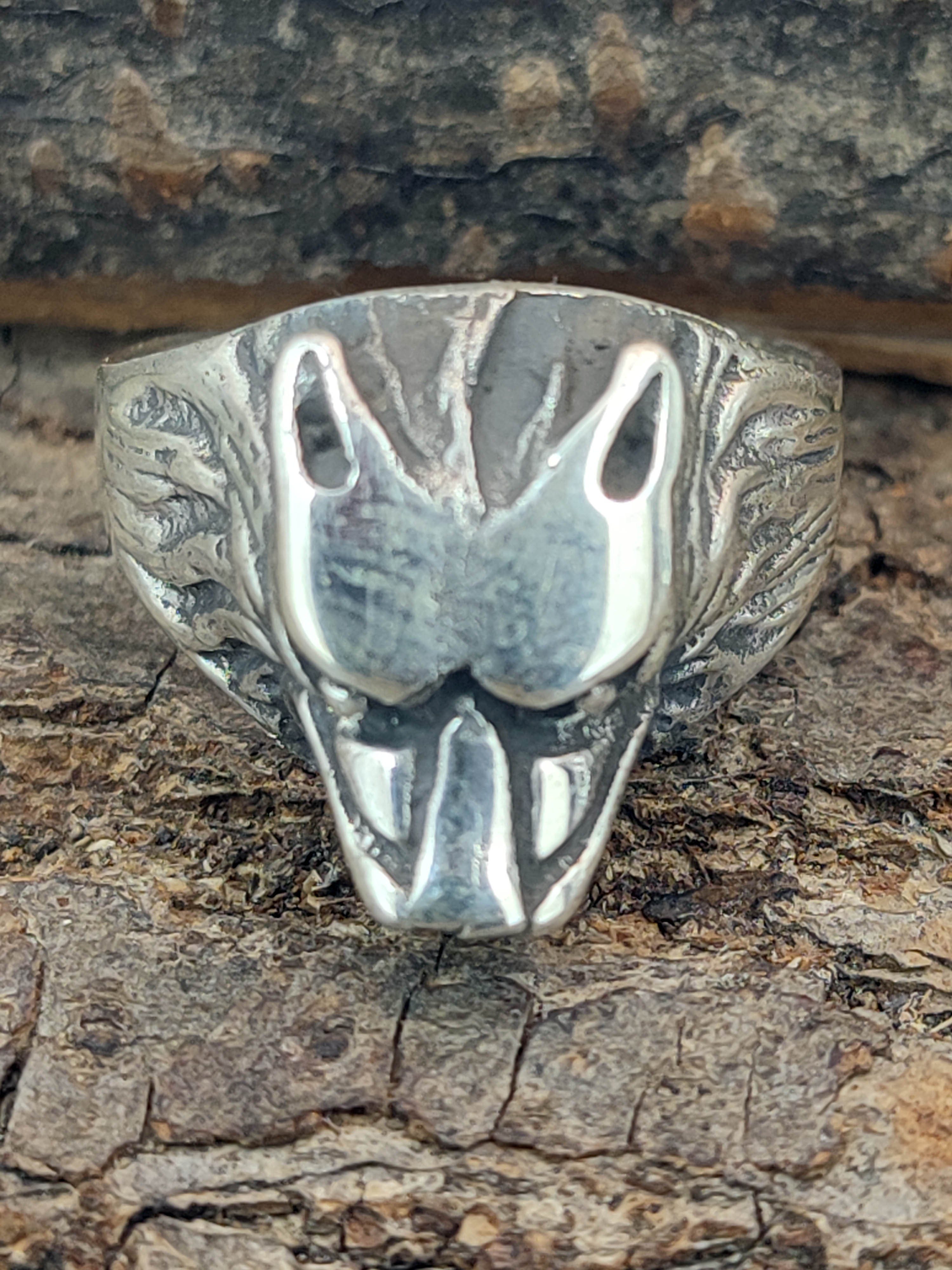 Ring of Wolf Wolfskopf, Kopf Fingerring 52-74 Leather Fingerring Kiss Gr.
