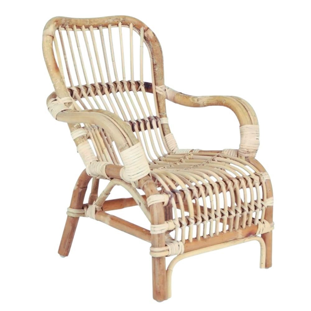 LebensWohnArt Sessel Kinder Rattan Sessel SUMATRA Natural Boho Kinderzimmer