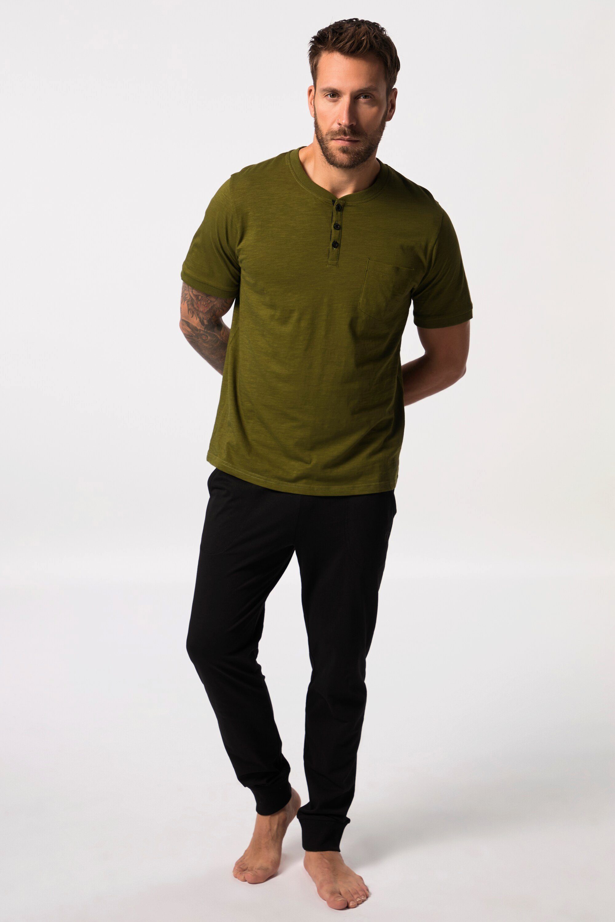 Schlafanzug Schlafanzug Homewear Zweiteiler Henley