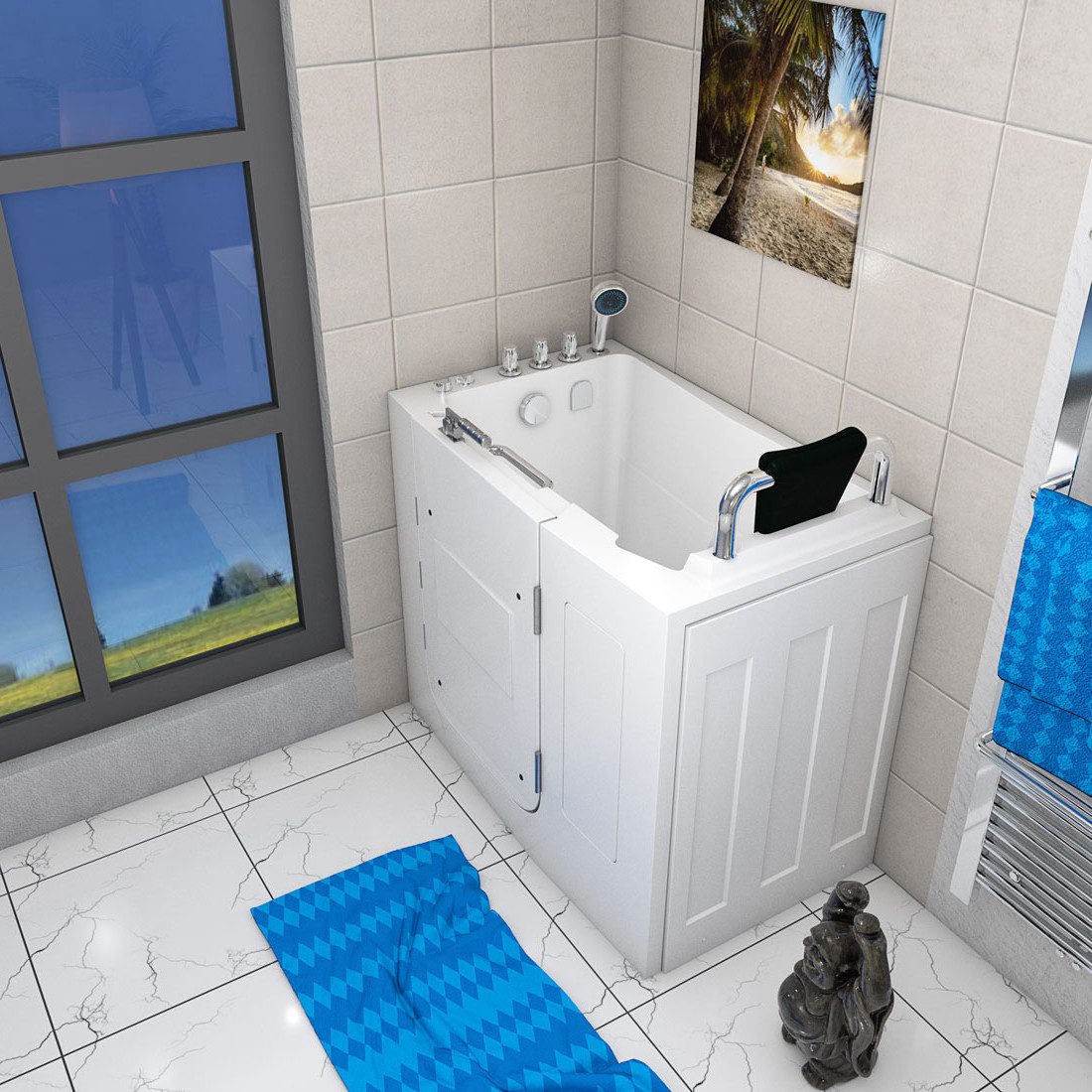 Thumbnail - AcquaVapore Whirlpool-Badewanne AcquaVapore Sitzwanne Whirlpool Badewanne Tür S08WP-TH-A-R 68x110cm, (1-tlg)