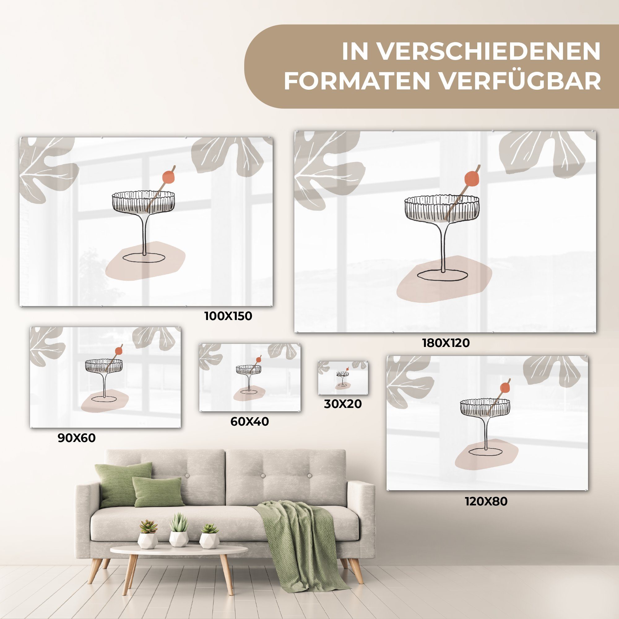 - Acrylglasbilder MuchoWow Acrylglasbild - & Blatt, St), (1 Wohnzimmer Schlafzimmer Glas Sommer