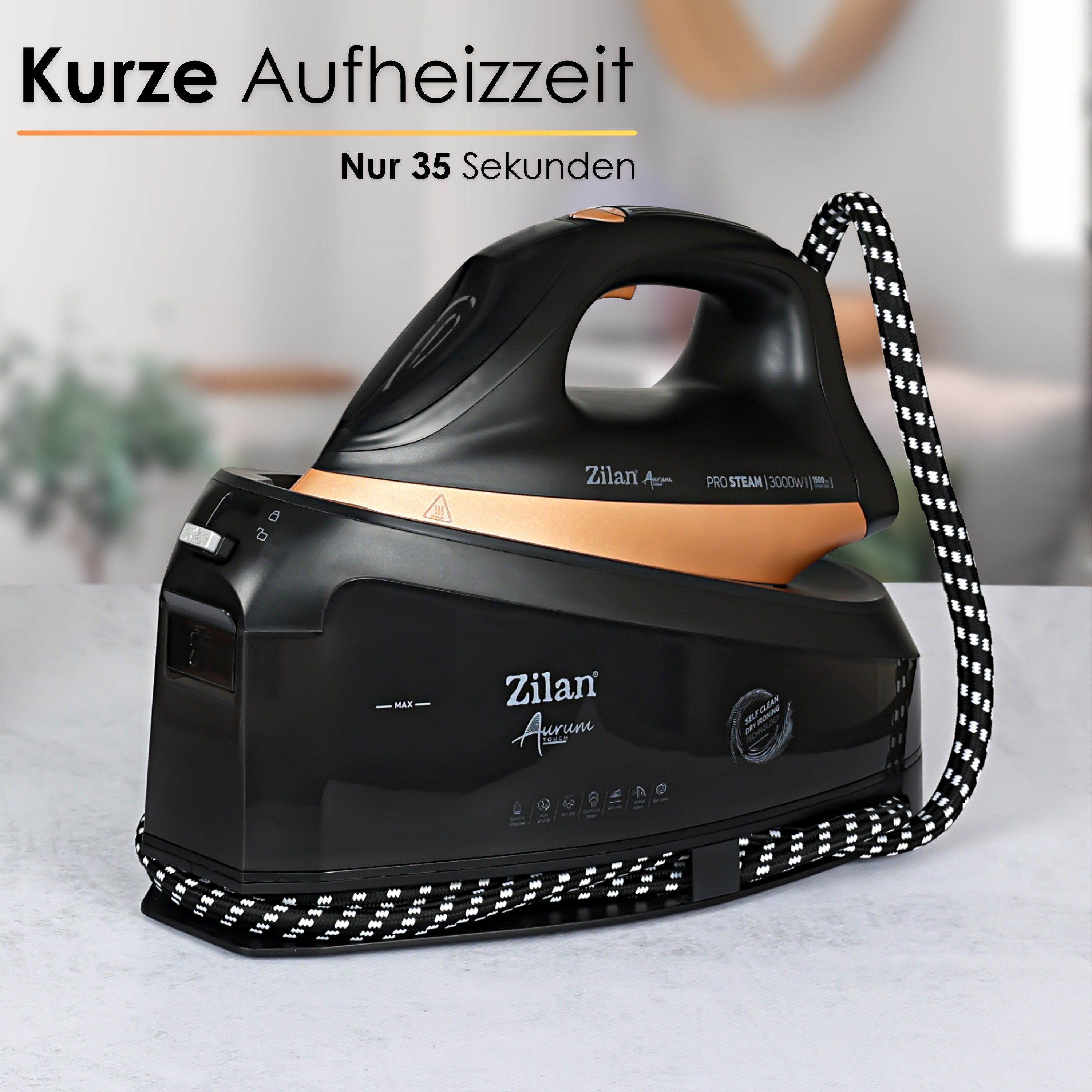 Zilan Dampfbügeleisen ZLN-4261, 3000 W, Keramikbeschichtung,Selbstreinigungsfunktion,Automatische Abschaltung