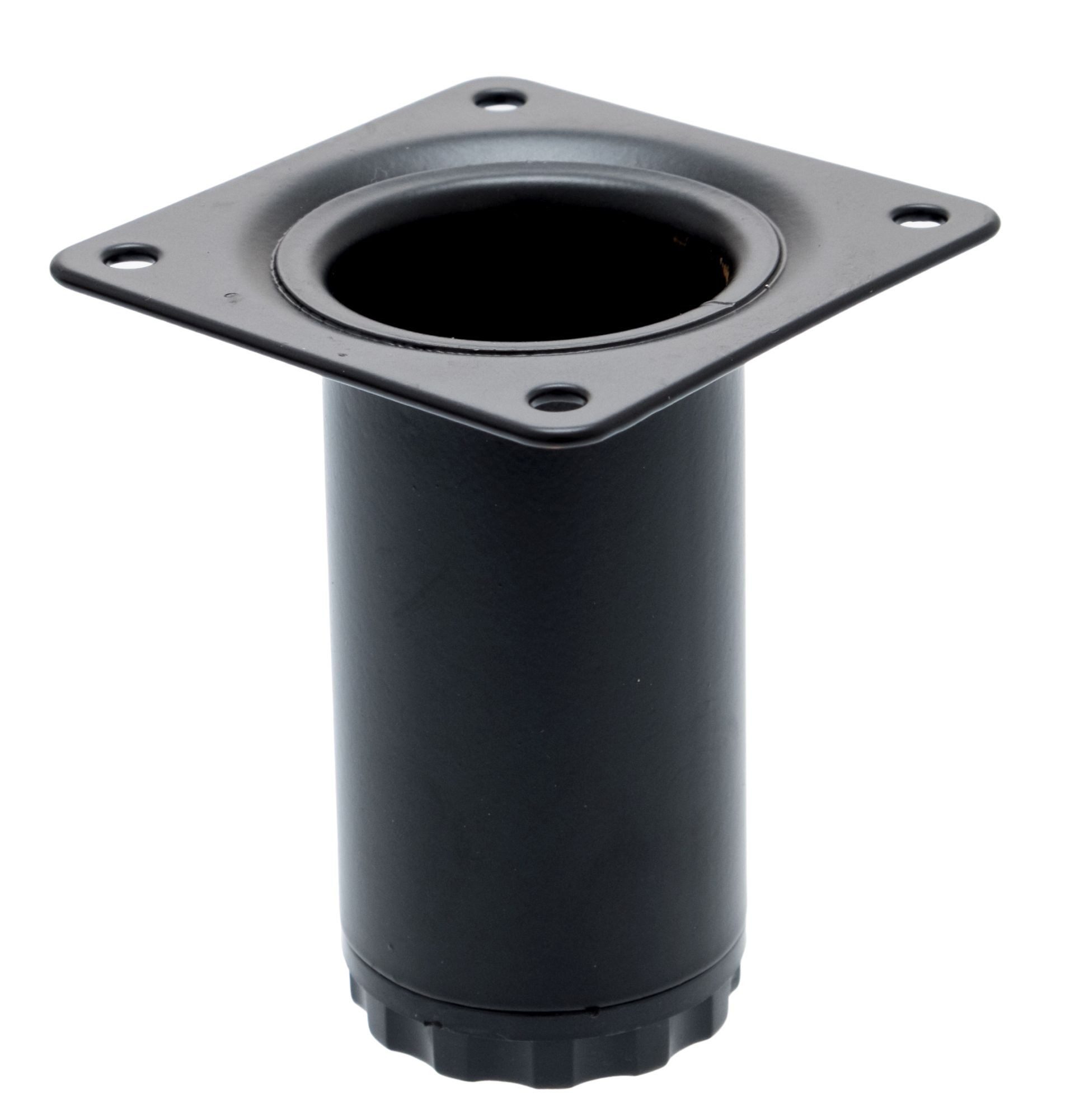 livingpoint24 Tischbein Möbelfuß schwarz, Möbelbein 8cm, Sockelfuss + 1cm höhenverstellbar