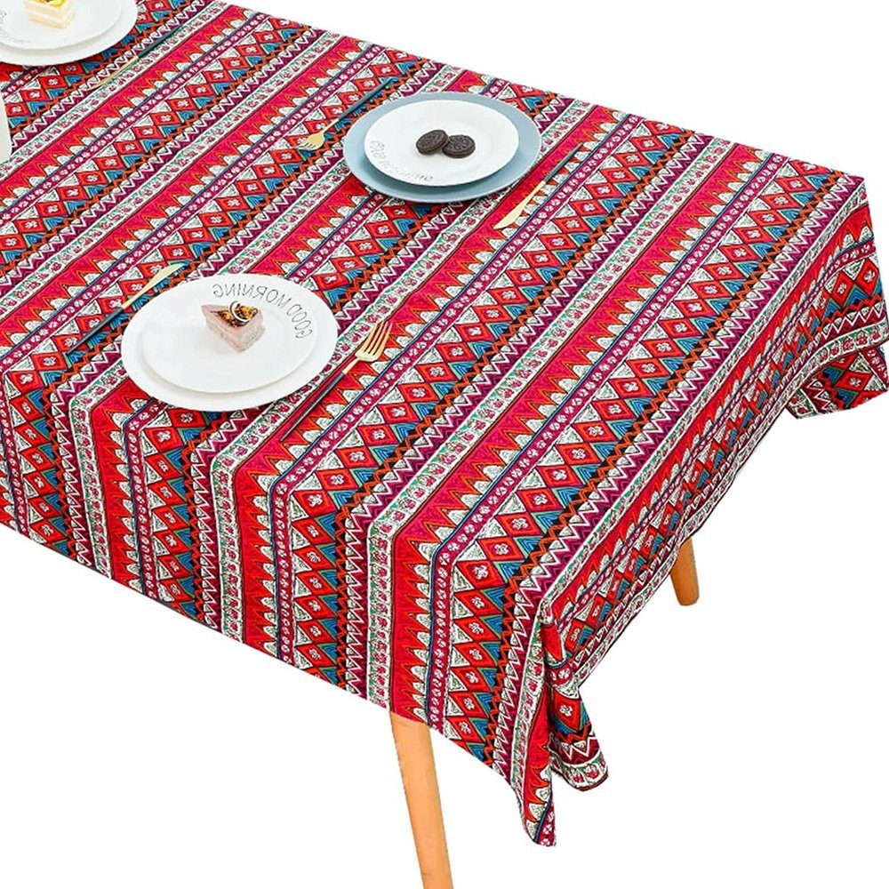 FELIXLEO Tischdecke Tischdecke für Rechteck Landhausstil wasserdichte Rot 140*180CM | Tischdecken