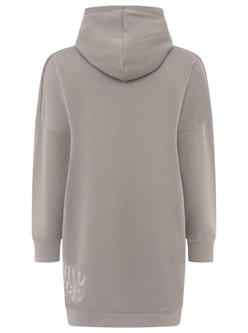 Zwillingsherz Sweatkleid "Wild Vibes" praktische Fronttaschen, Leo-Kordel, tonale Stickerei